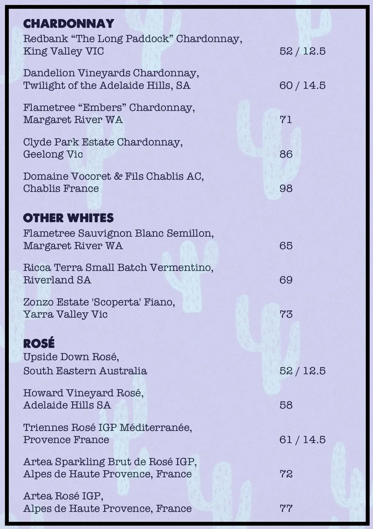 Old Mr Rabbit menu, page 18