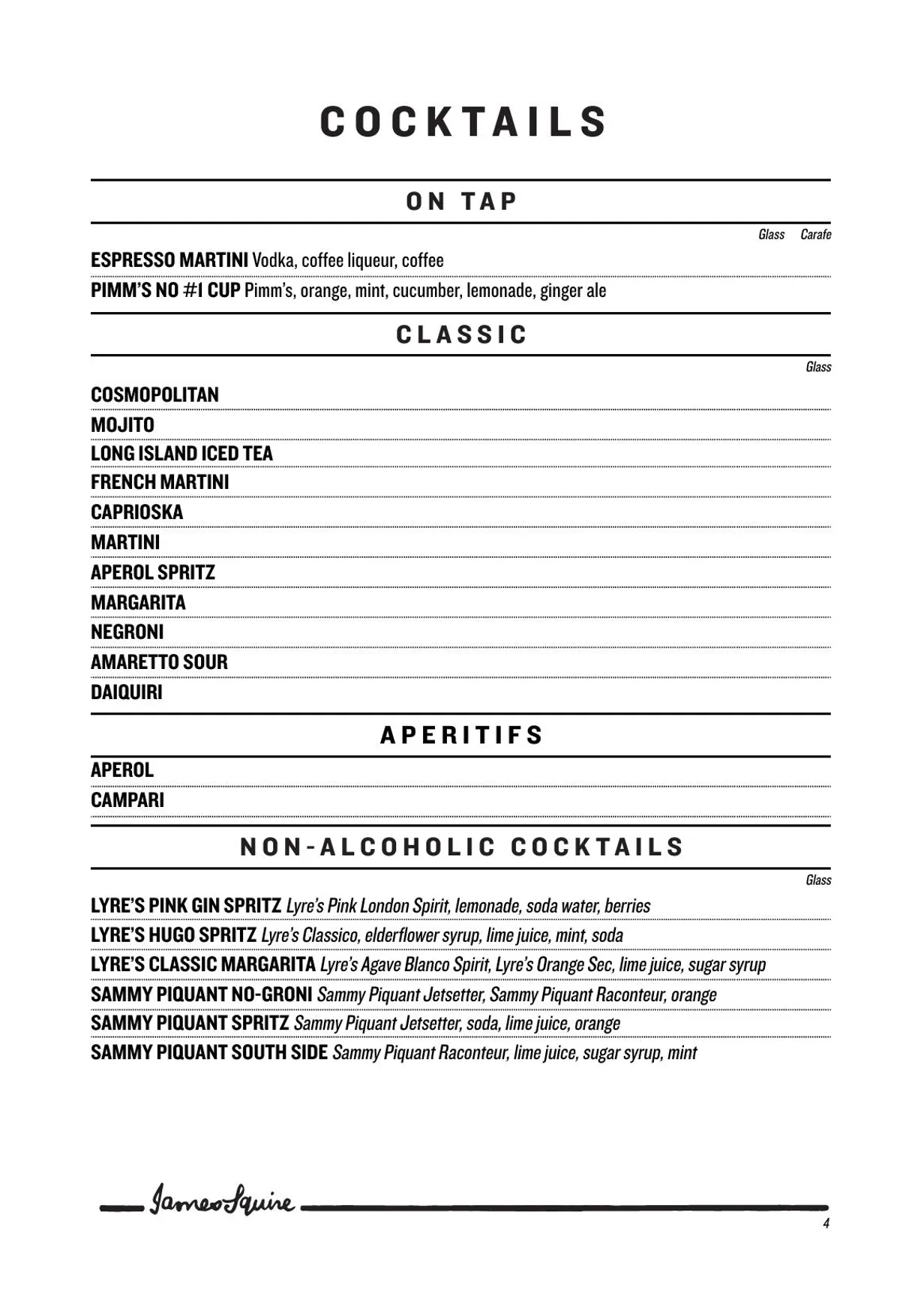 The Squire's Steakhouse menu, page 6
