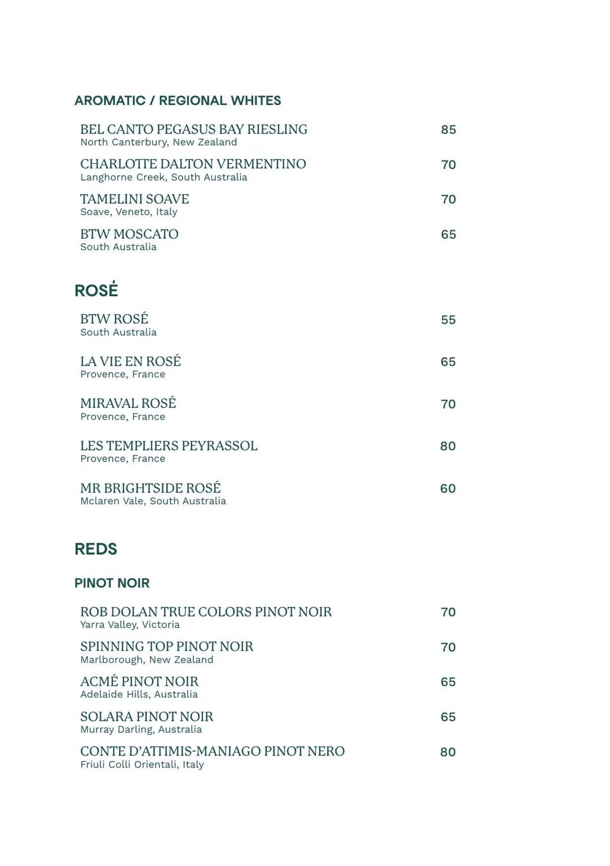 Urban Winery menu, page 6