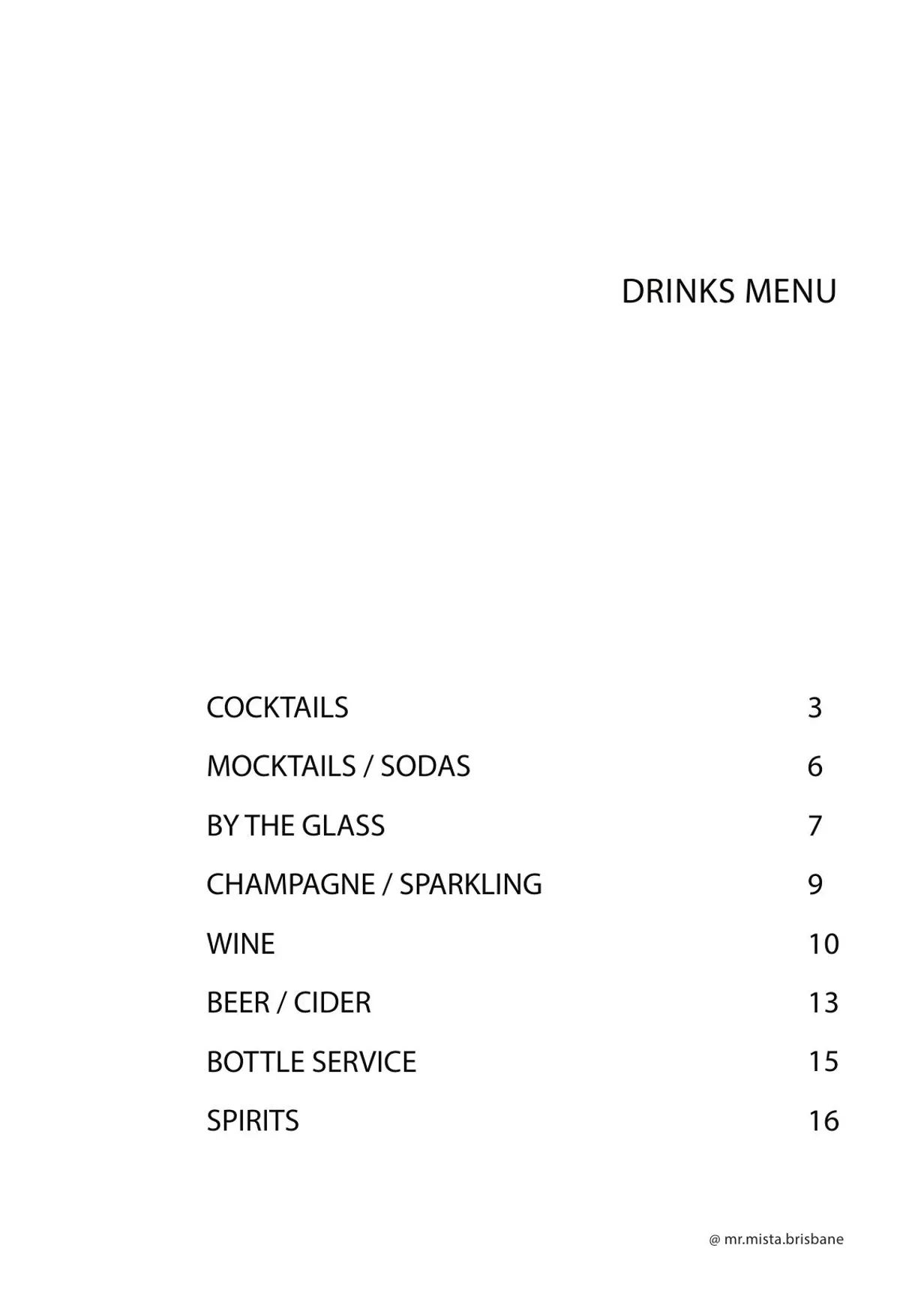 Mr Mista menu, page 2