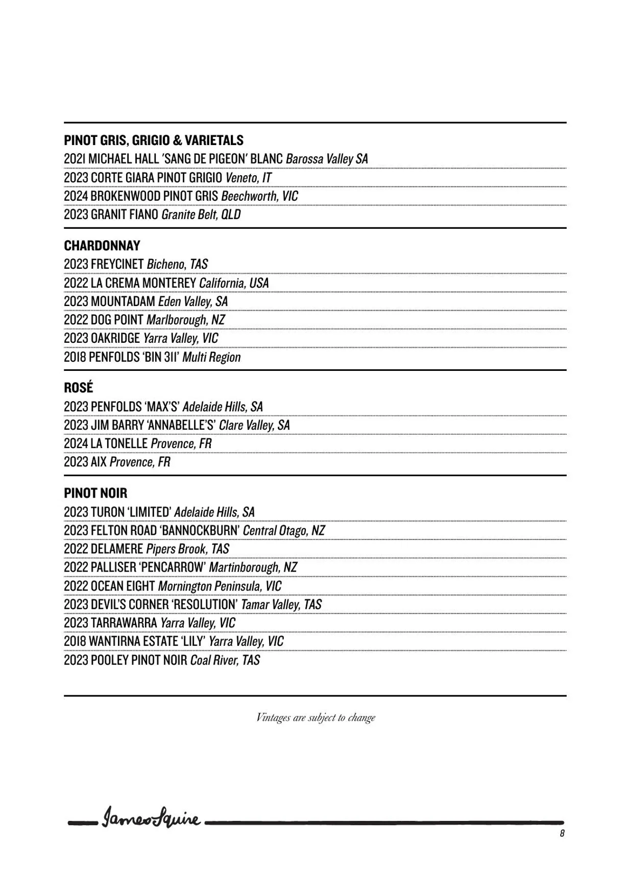 The Squire's Steakhouse menu, page 10