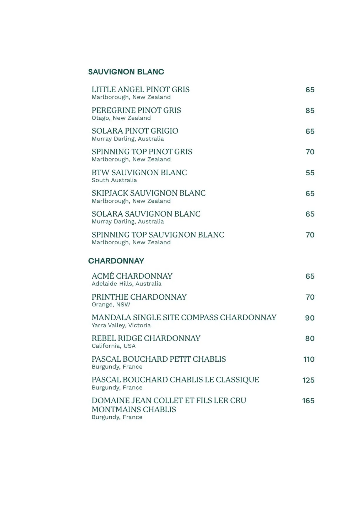 Urban Winery menu, page 5