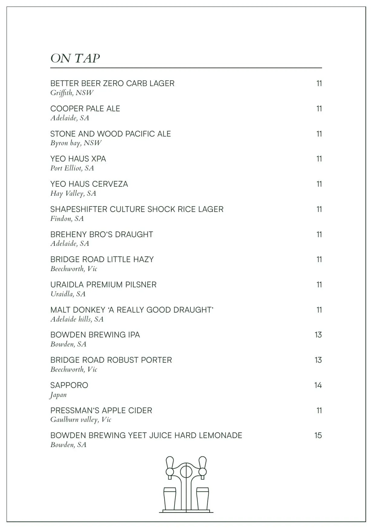 Electra menu, page 9