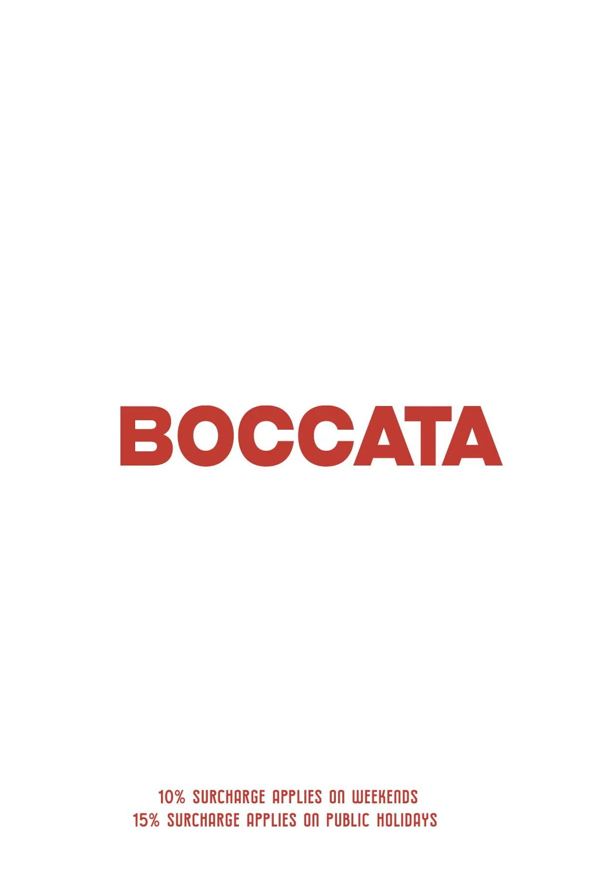 Boccata Restaurant & Wine Bar menu, page 1