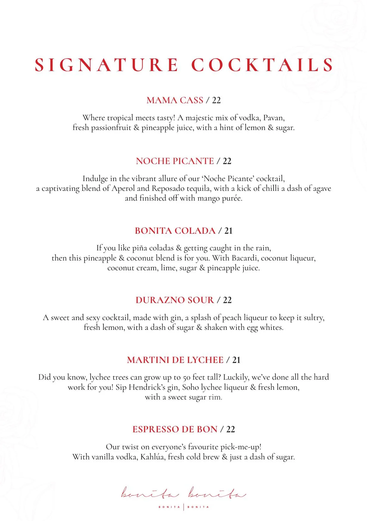 Bonita Bonita menu, page 7