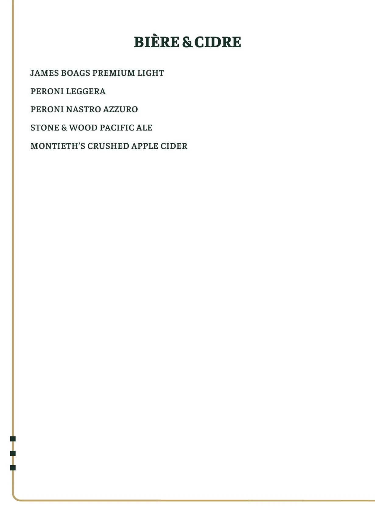 Belle Époque menu, page 11