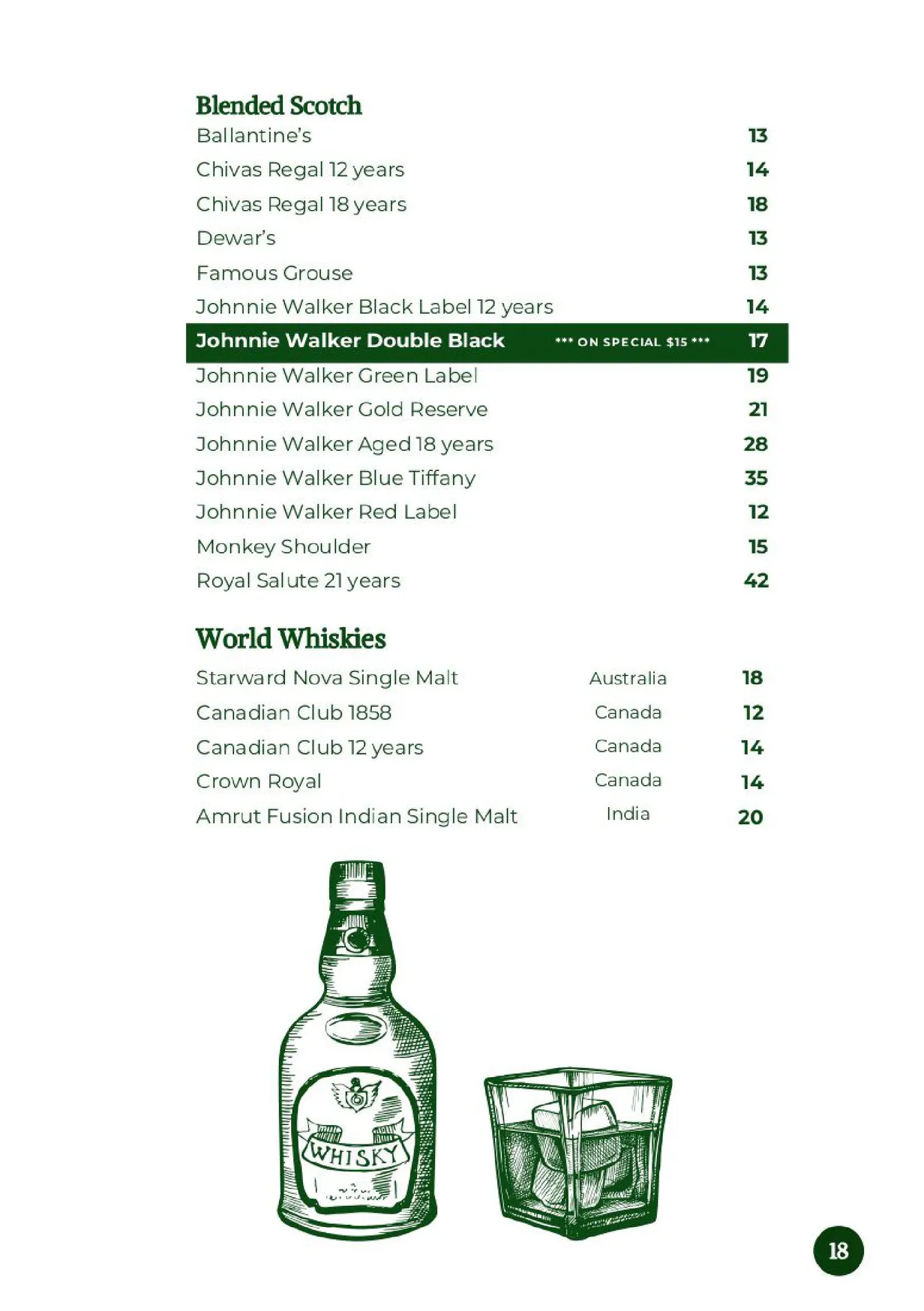 30ML Bar & Restaurant menu, page 32