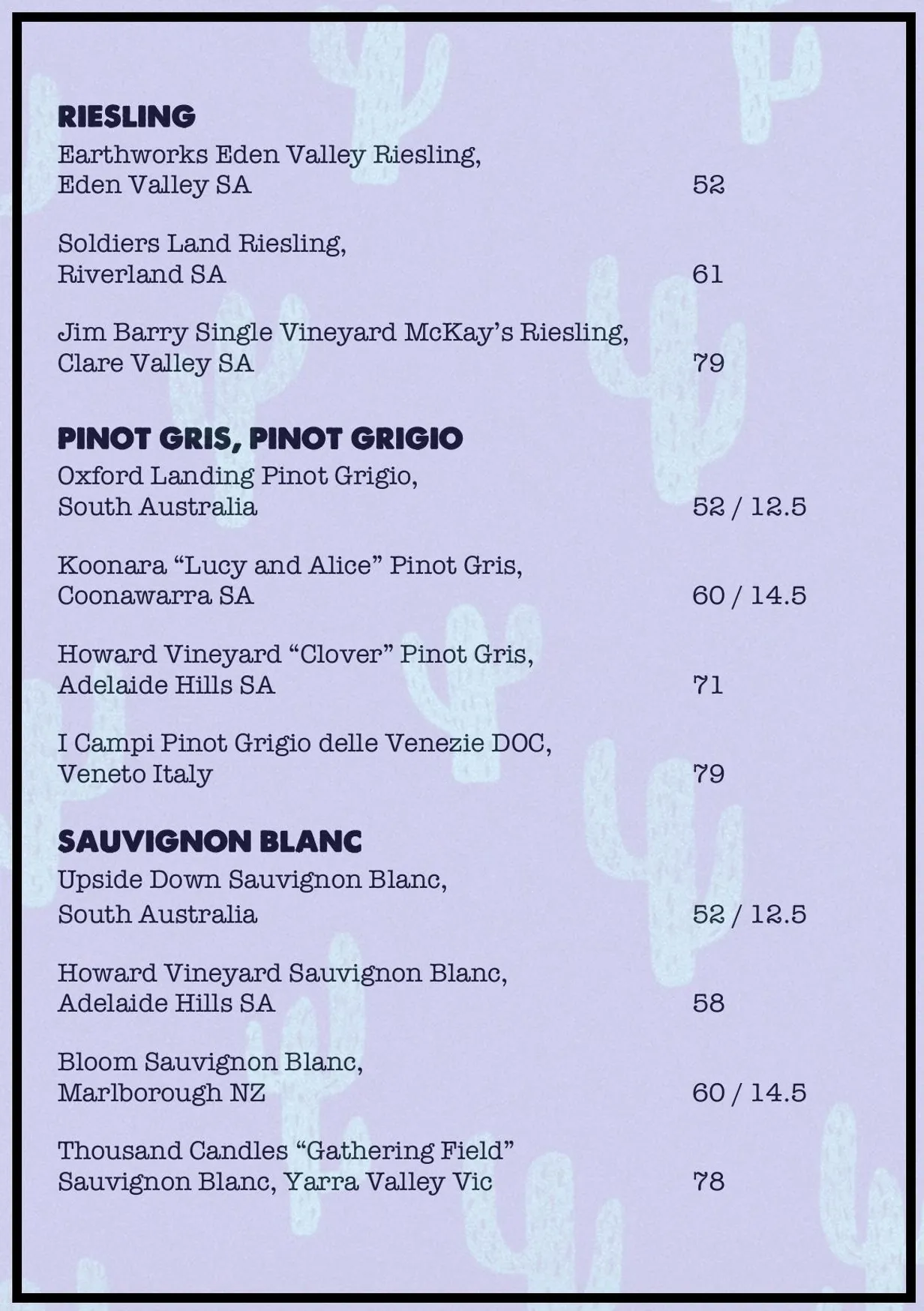 Old Mr Rabbit menu, page 17