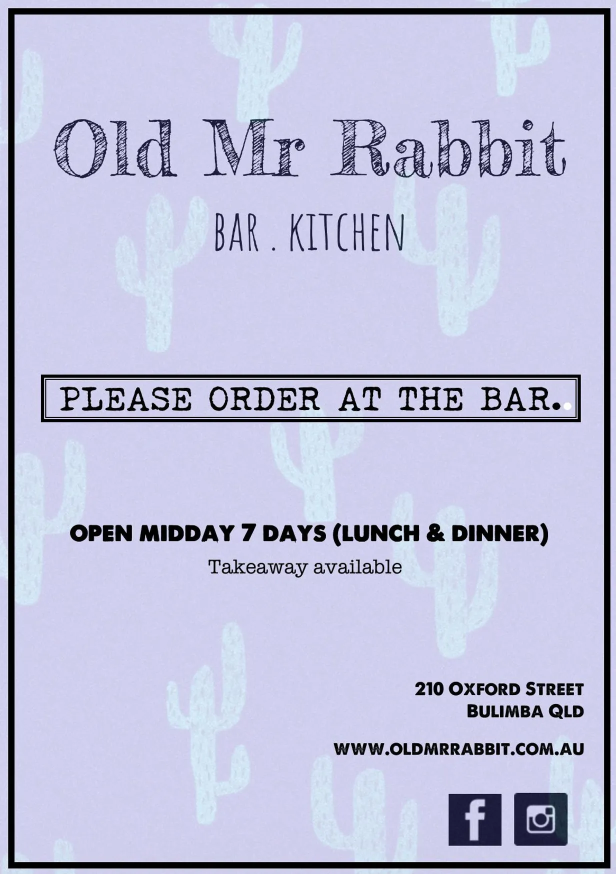 Old Mr Rabbit menu, page 1