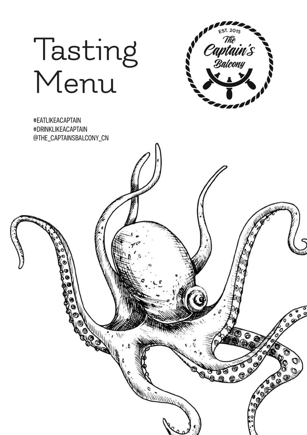 The Captain's Balcony menu, page 1