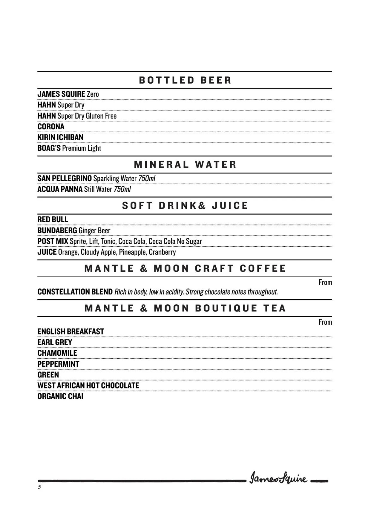 The Squire's Steakhouse menu, page 7