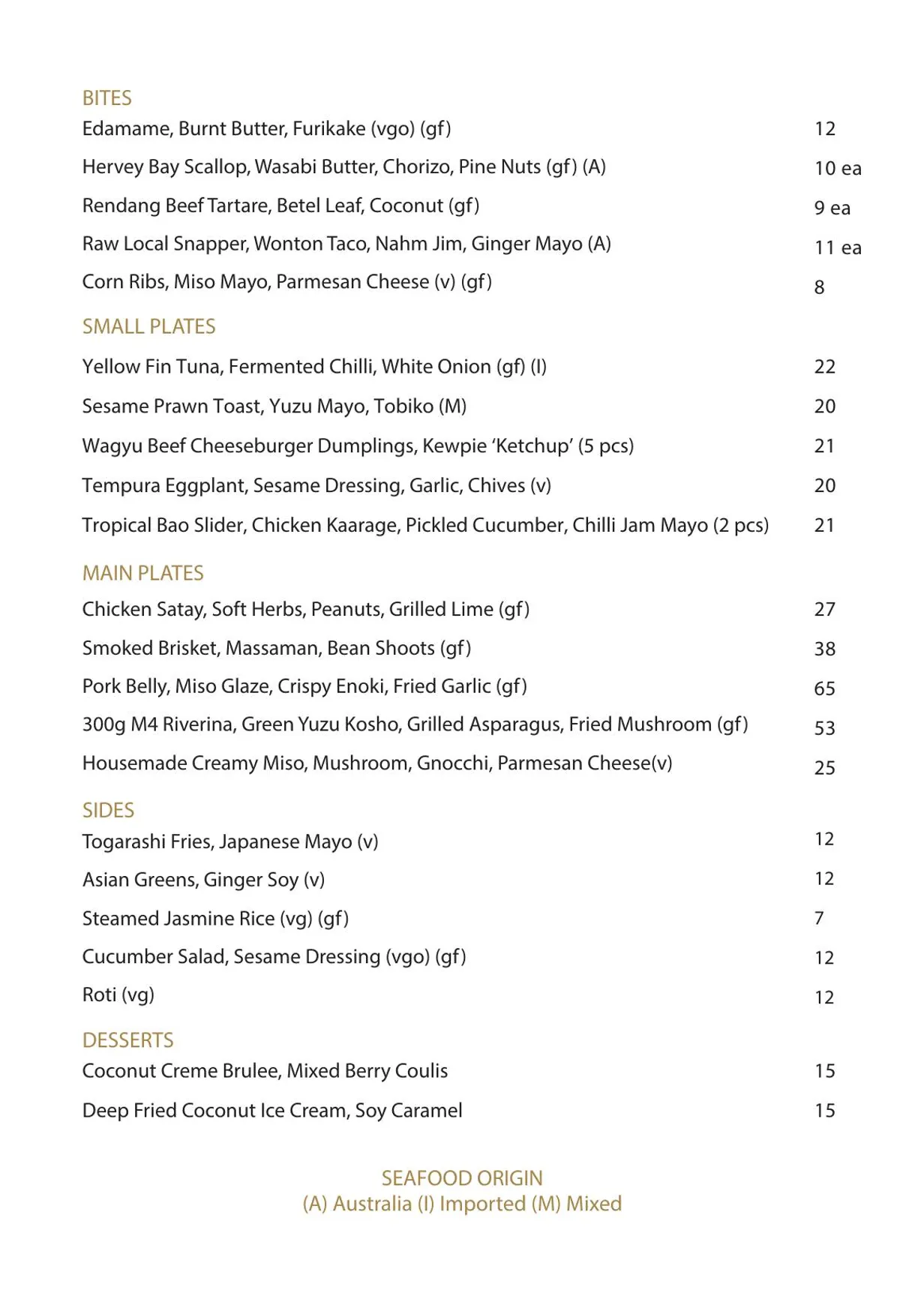 Mr Mista menu, page 1
