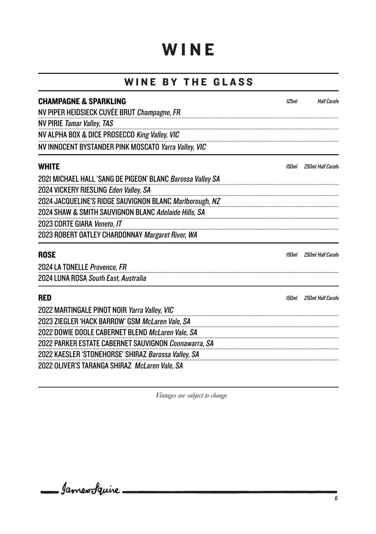 The Squire's Steakhouse menu, page 8
