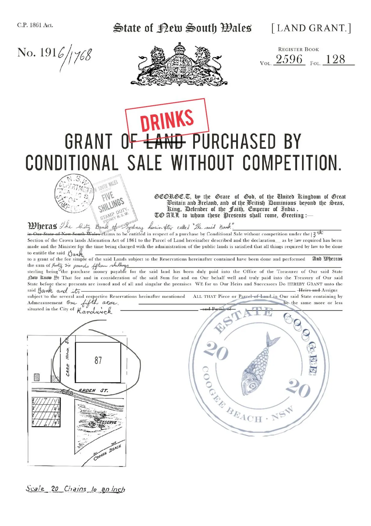 Estate Coogee menu, page 1