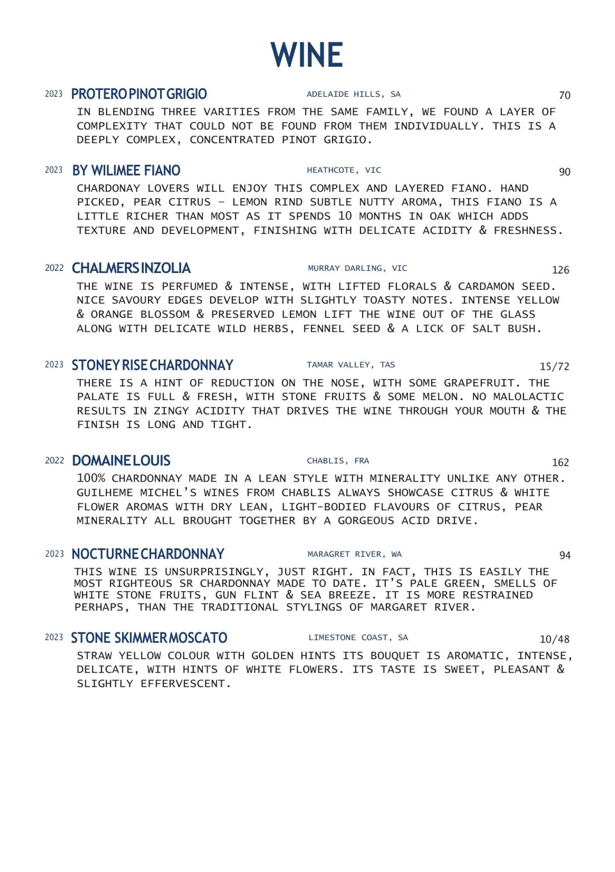 Larry's Pizzeria & Cocktail Bar menu, page 7
