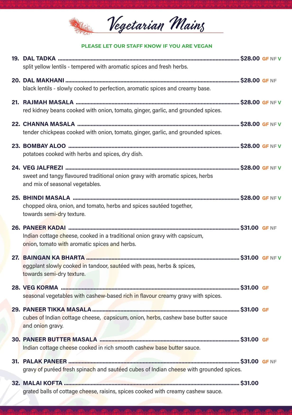 Marinades Indian Cuisine menu, page 4
