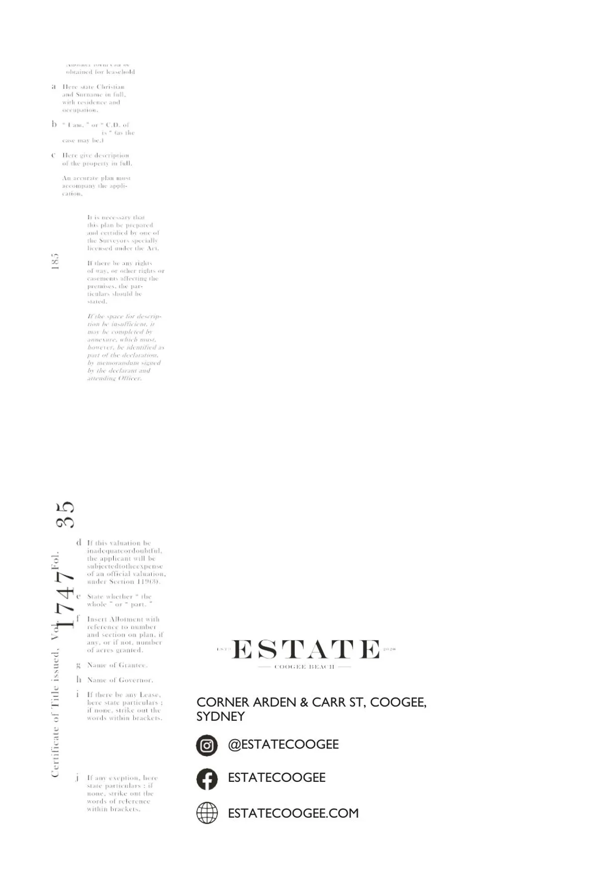 Estate Coogee menu, page 17