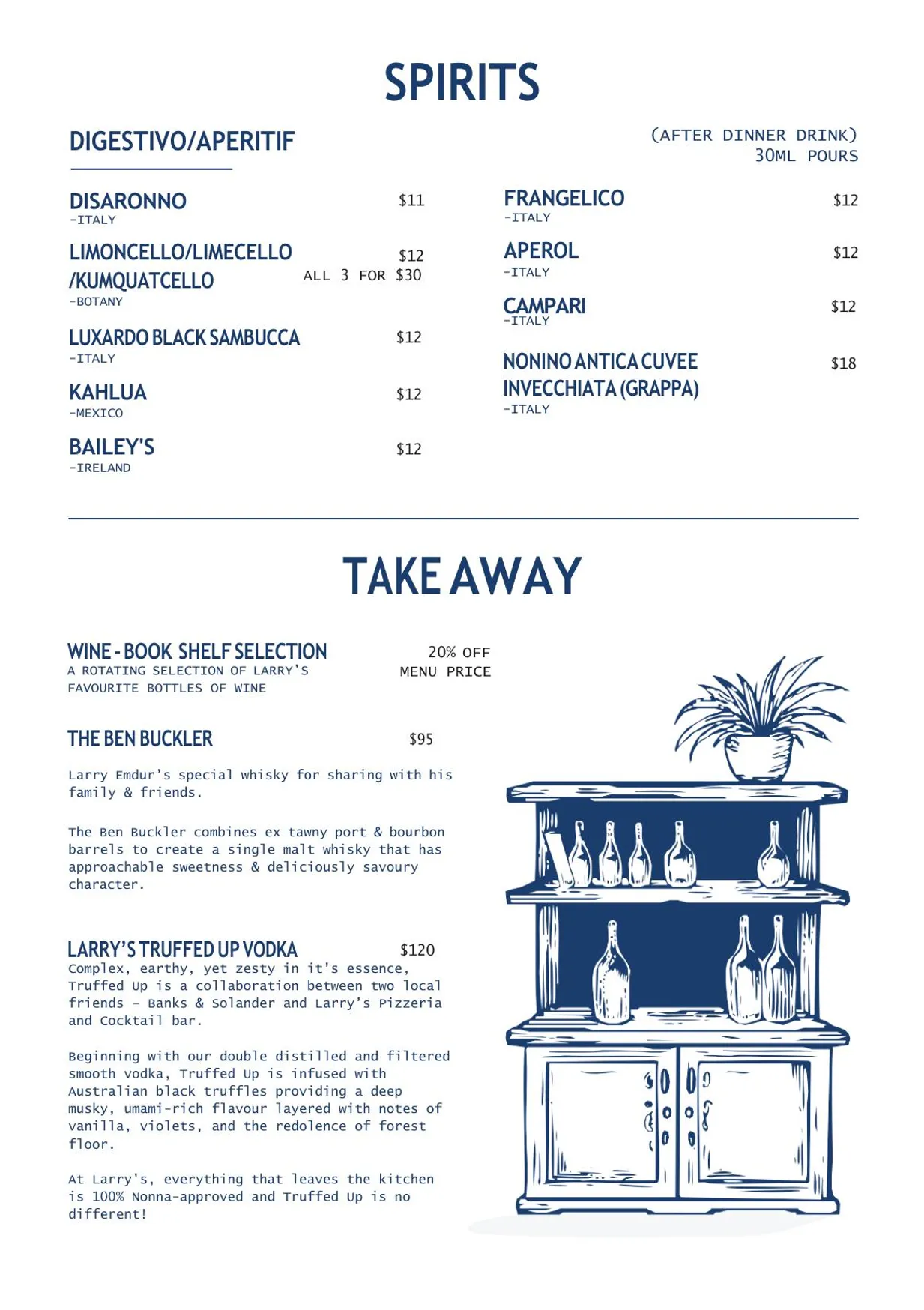 Larry's Pizzeria & Cocktail Bar menu, page 12