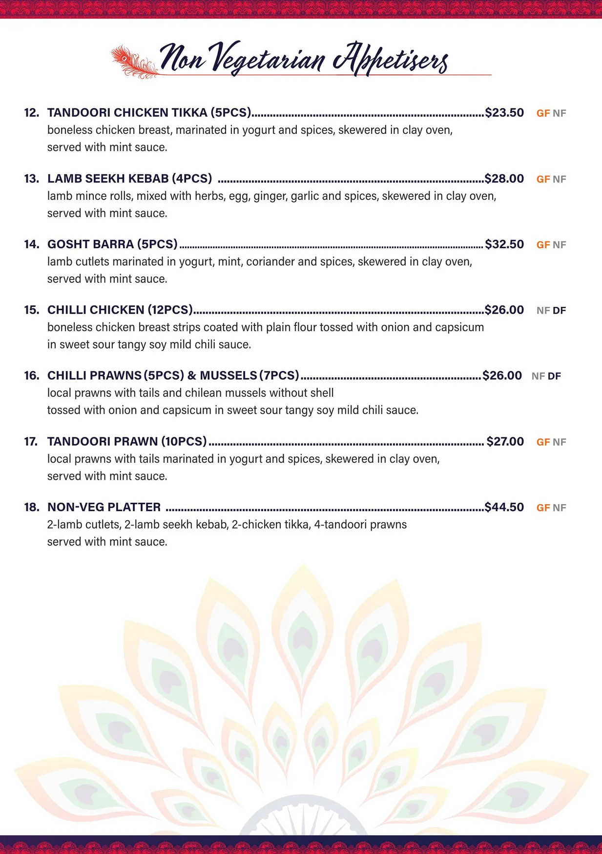 Marinades Indian Cuisine menu, page 3