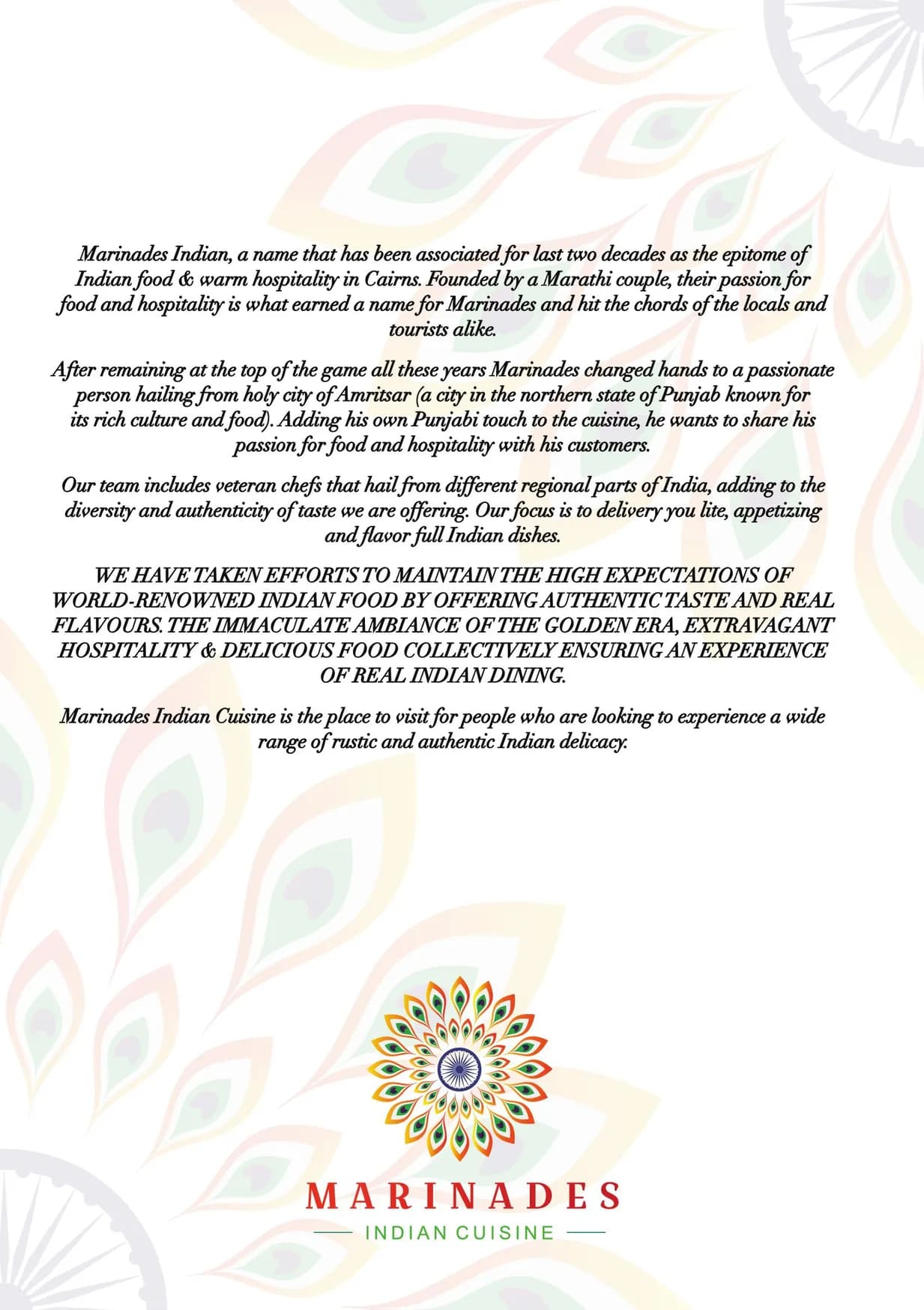 Marinades Indian Cuisine menu, page 8