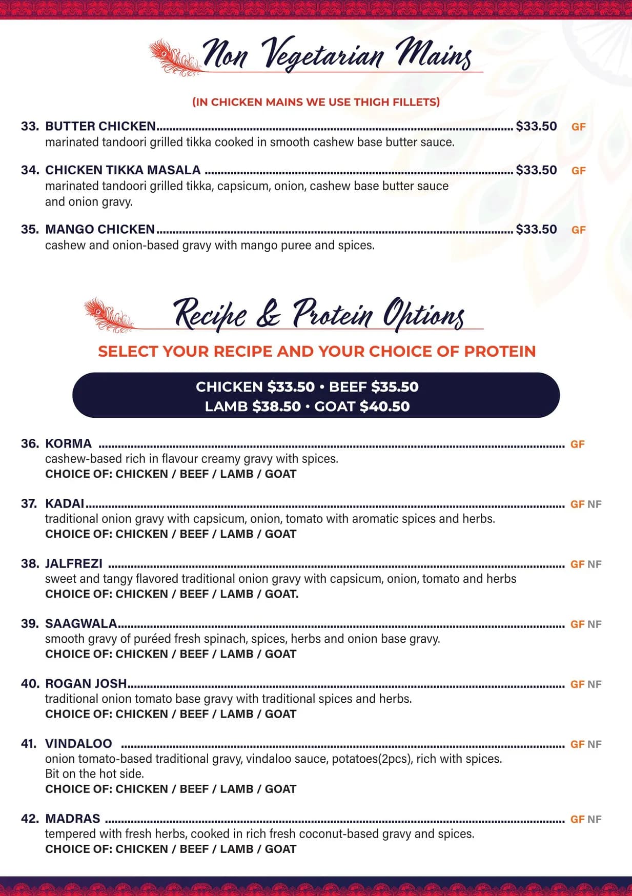 Marinades Indian Cuisine menu, page 5