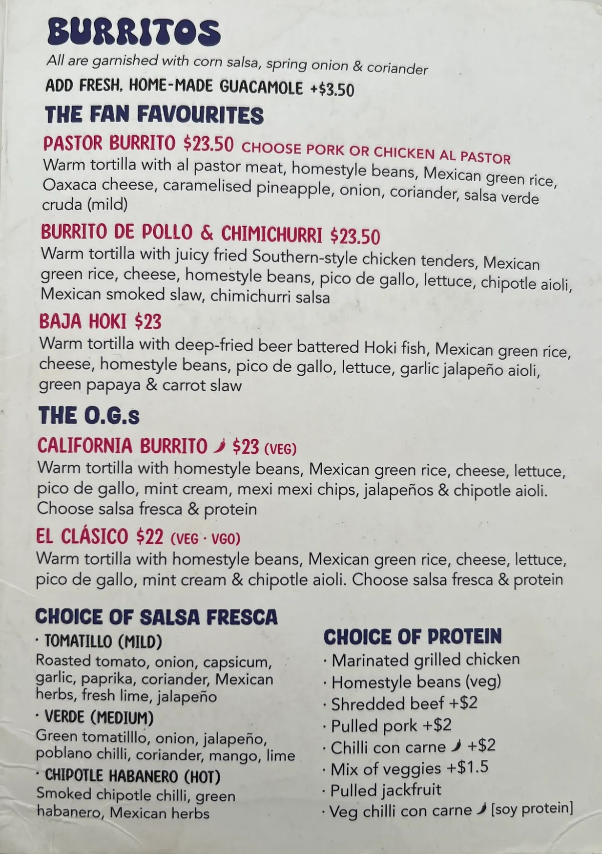Hecho en Mexico menu, page 1