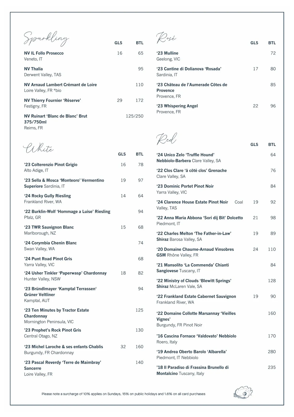 The Clareville menu, page 2
