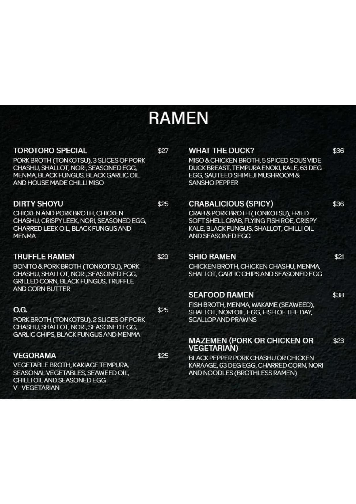 ToroToro menu, page 2