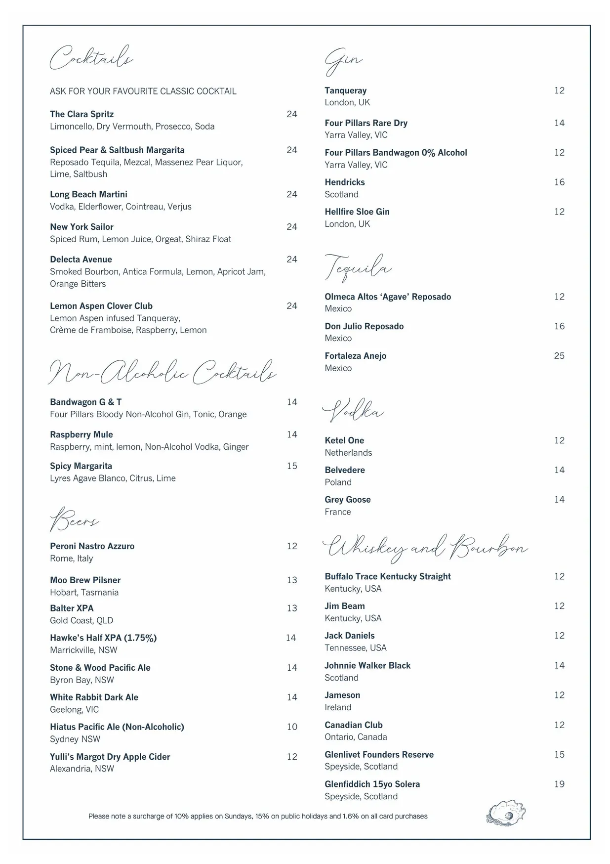 The Clareville menu, page 3