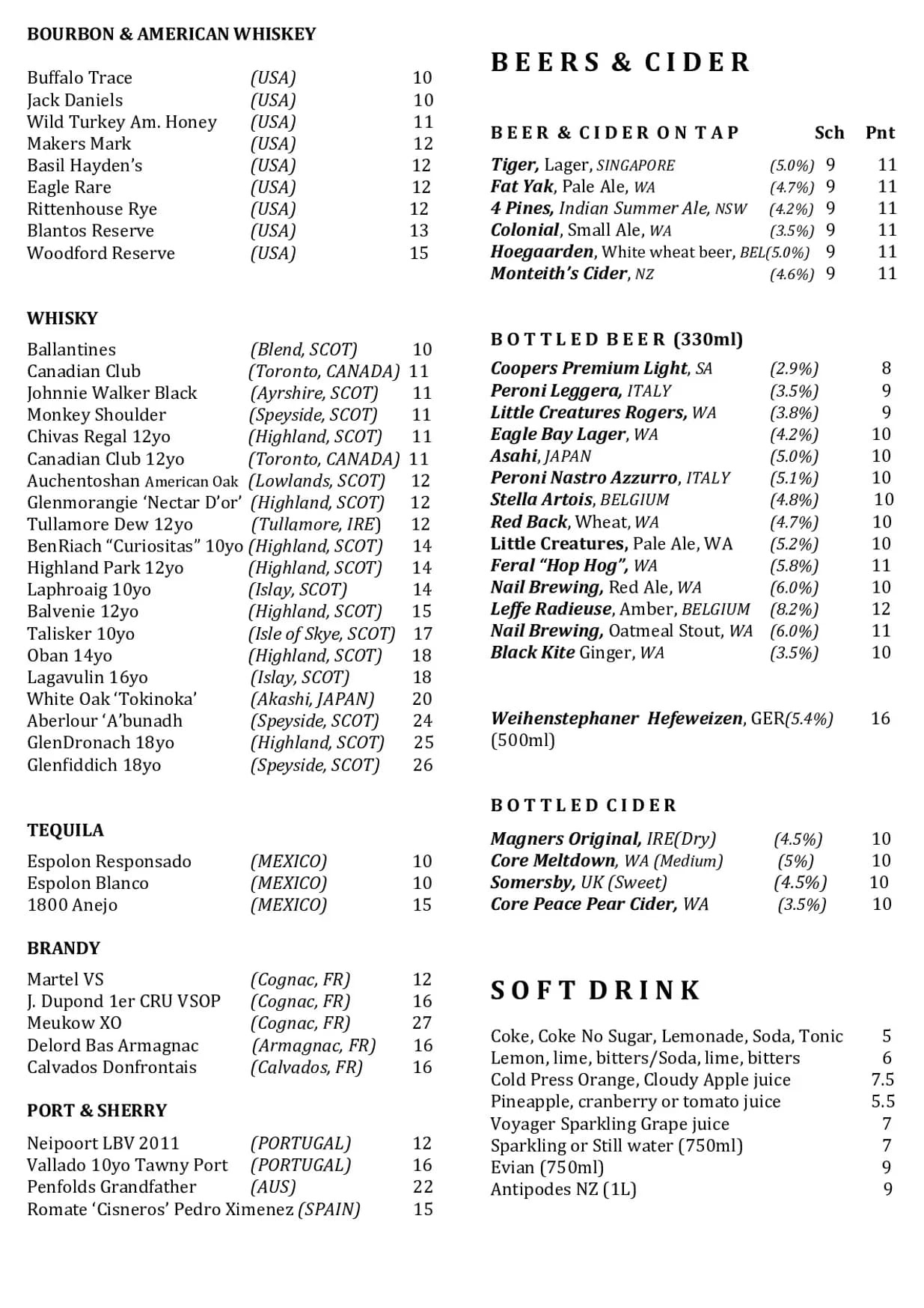 Sentinel Bar & Grill menu, page 4