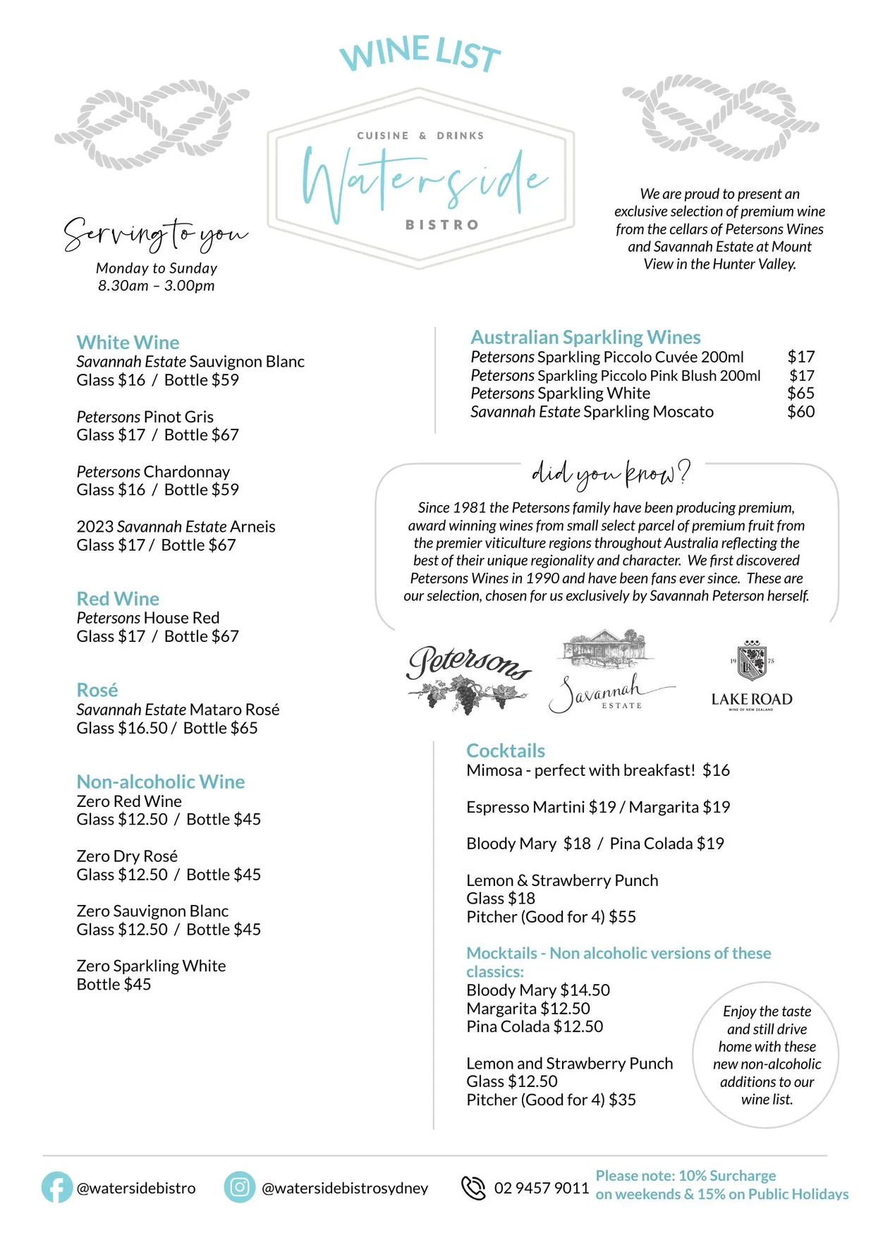 Waterside Bistro menu, page 3