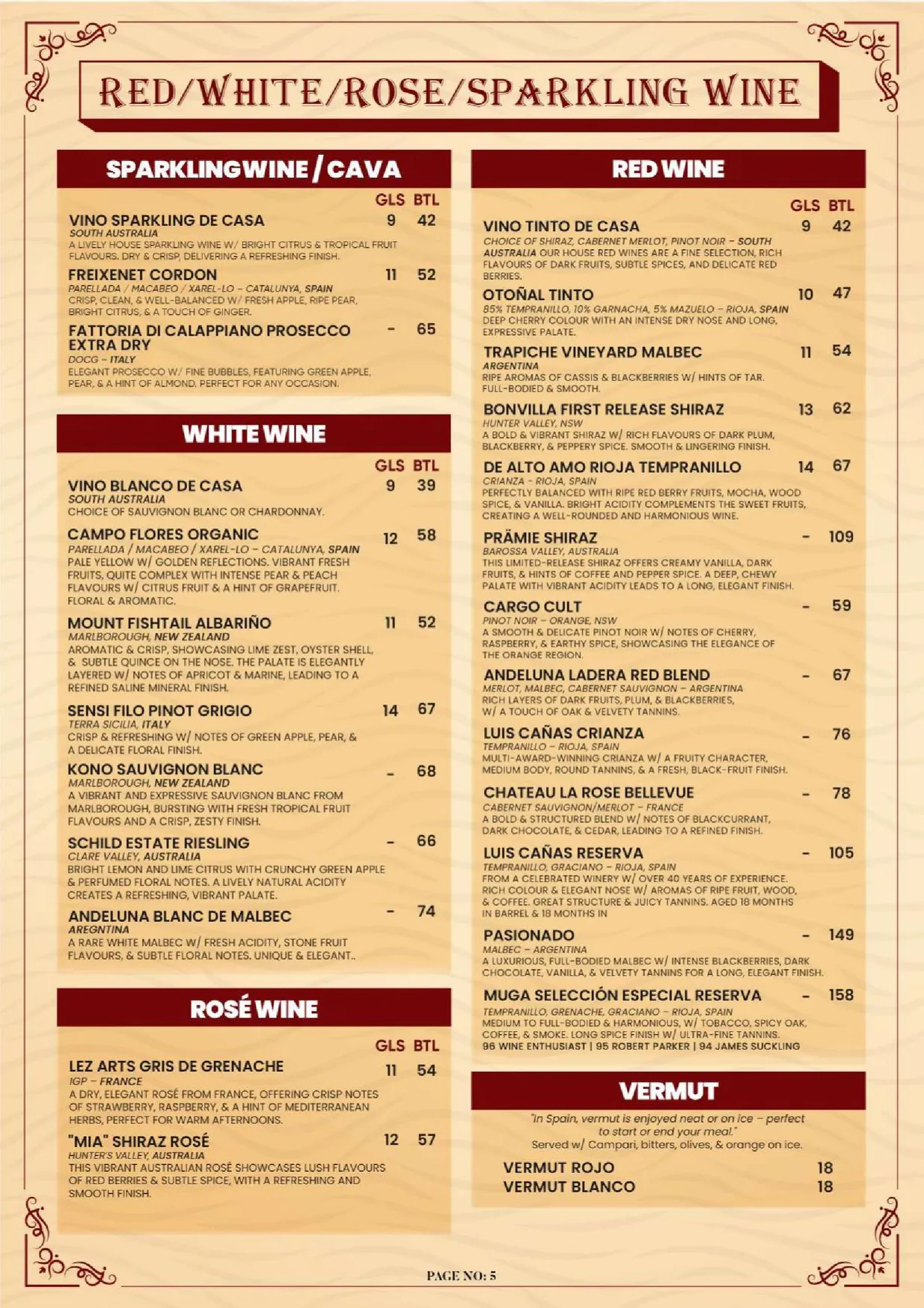 Lola Cocina Spanish Restaurant menu, page 6