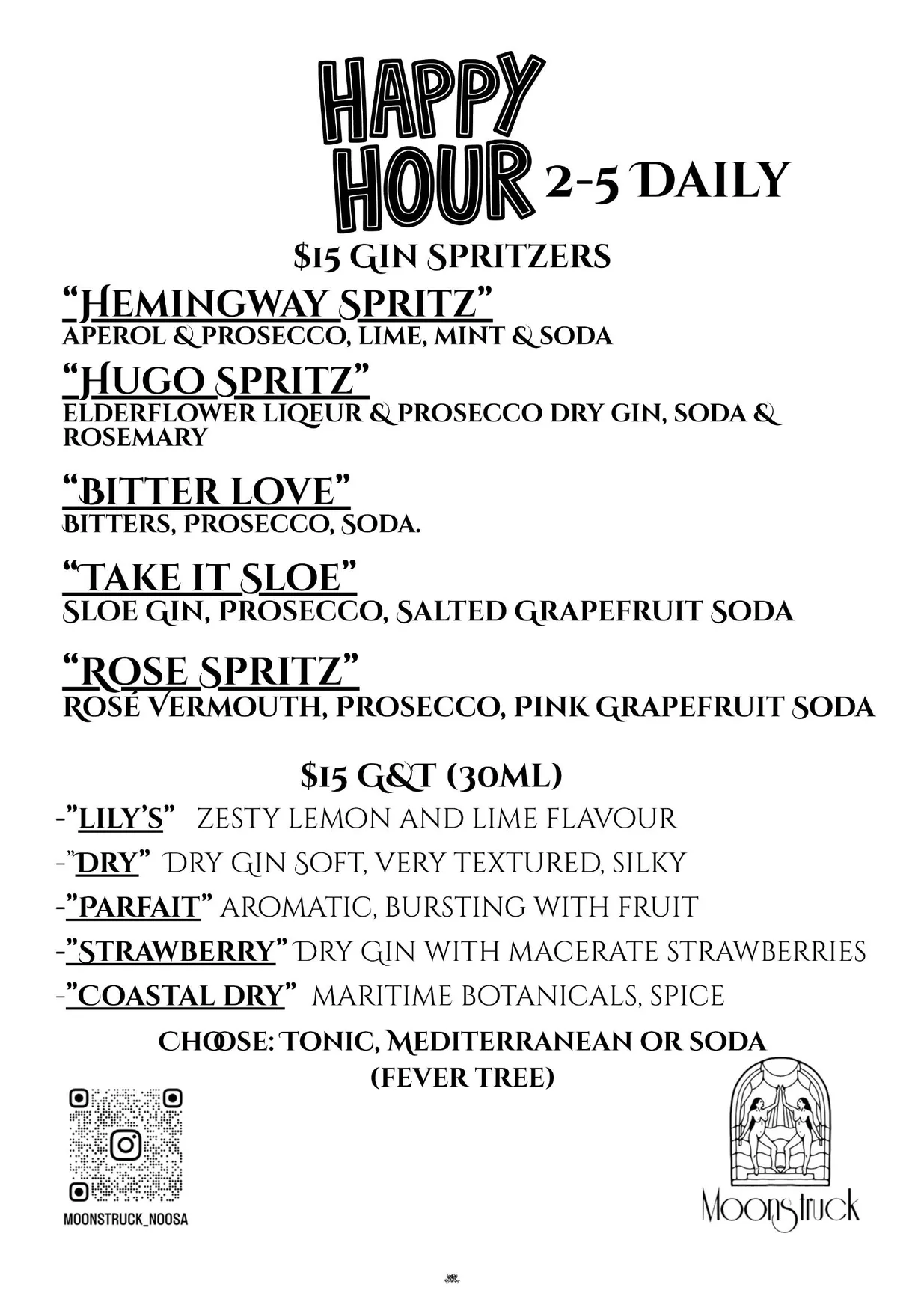 Moonstruck Noosa menu, page 3