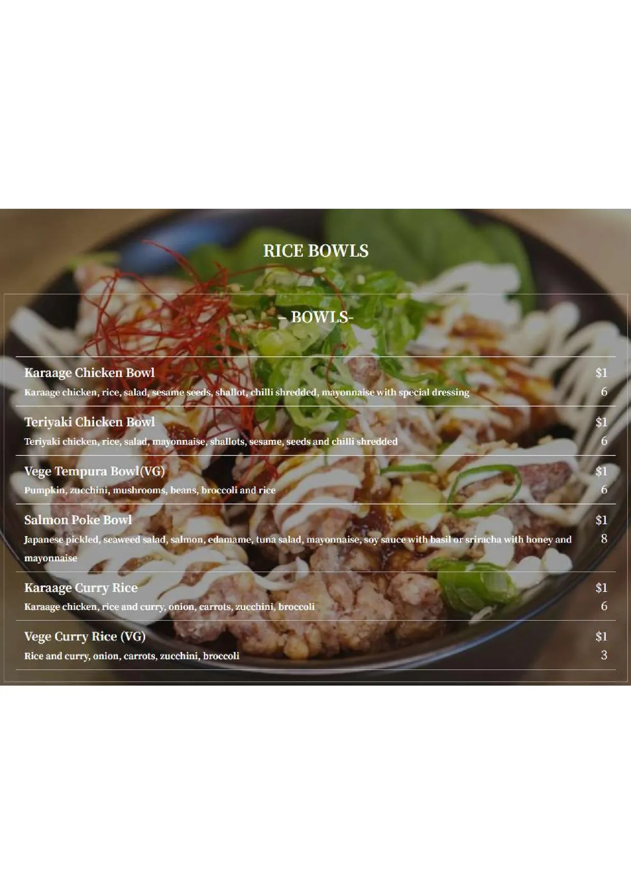 Kudo Bros menu, page 3