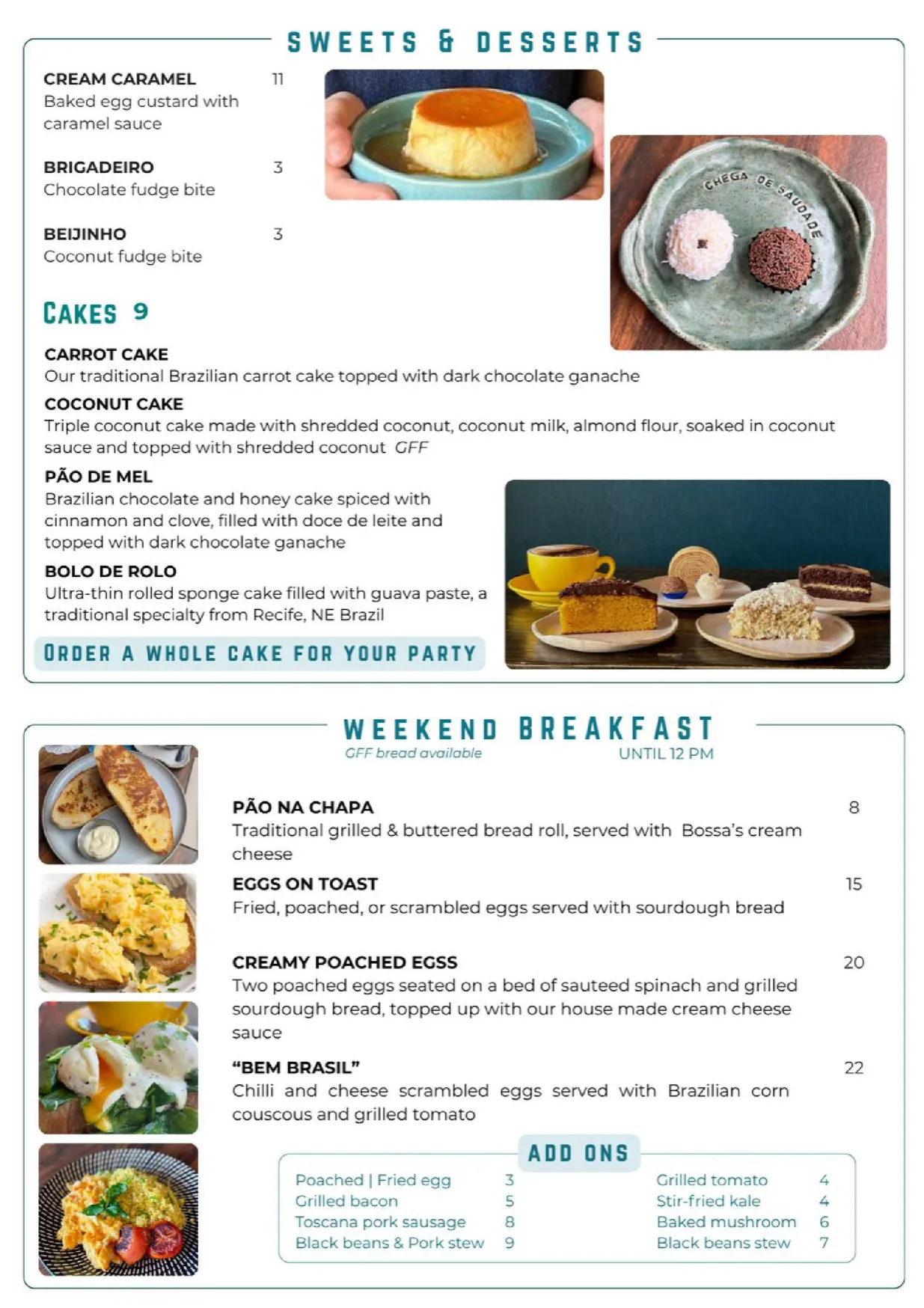 Bossa Nova menu, page 3