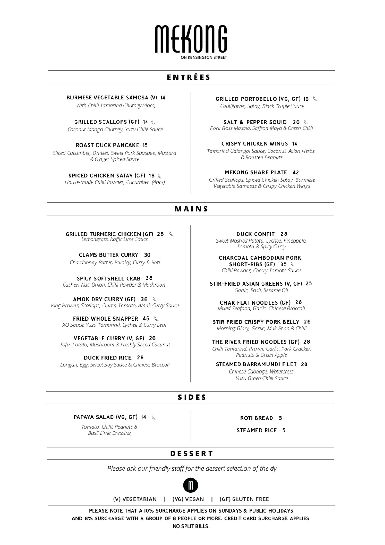 Mekong on Kensington Street menu, page 1