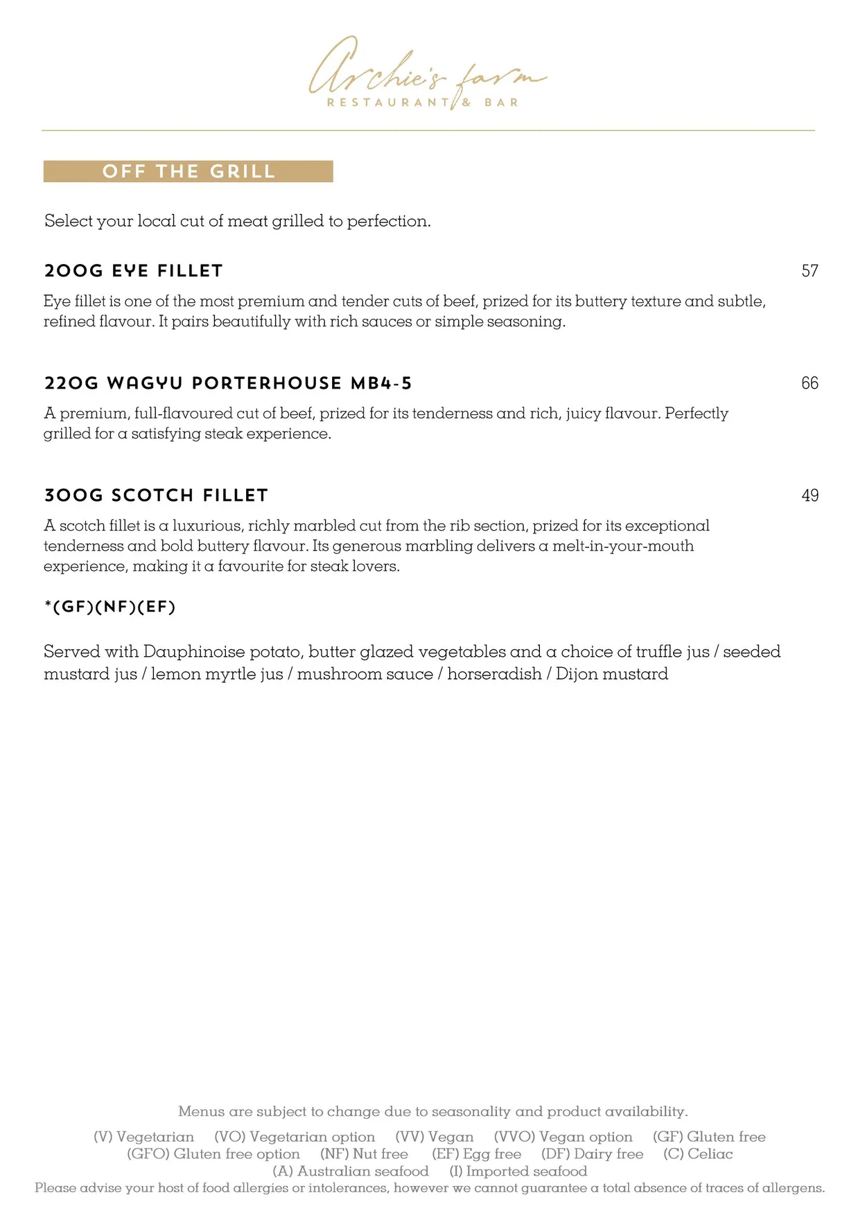 Archie’s Farm Restaurant and Bar menu, page 9