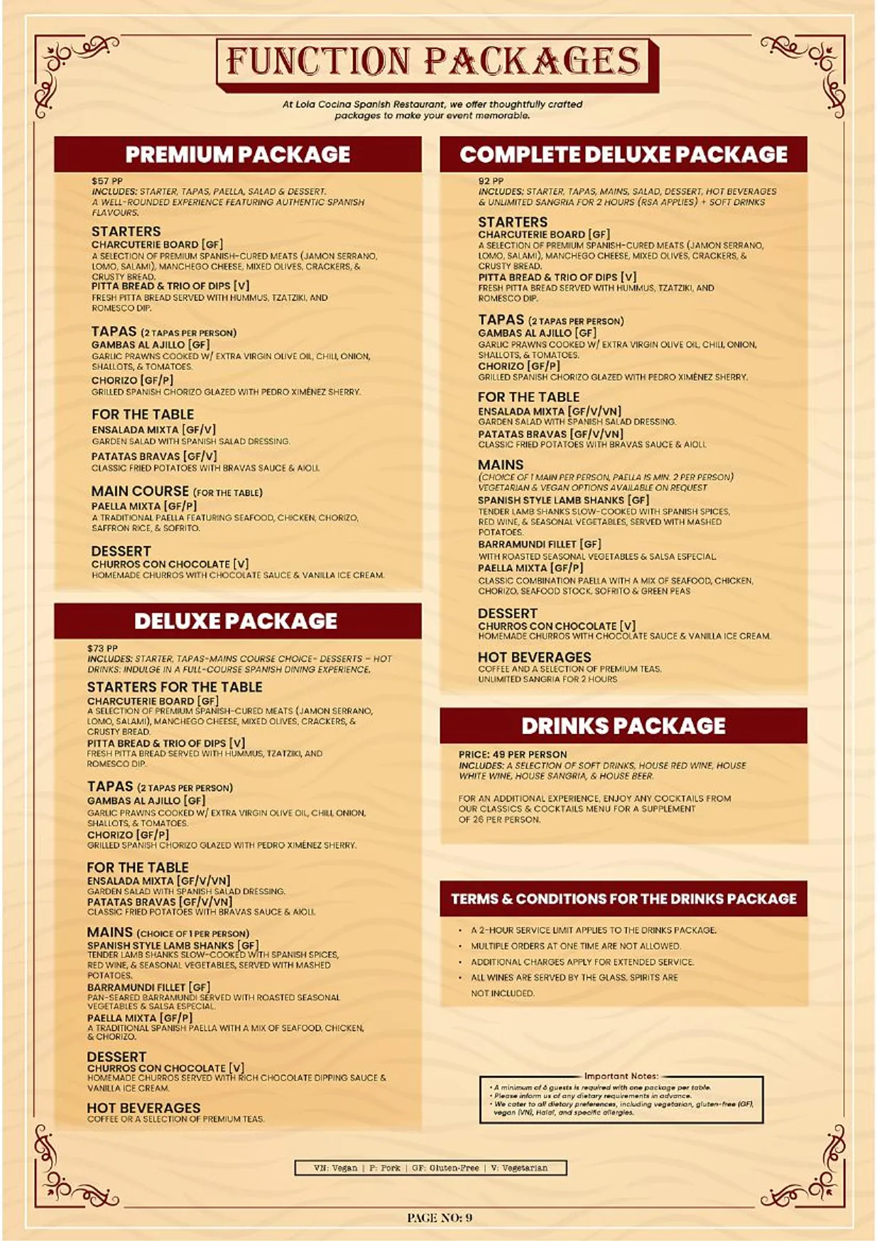 Lola Cocina Spanish Restaurant menu, page 6