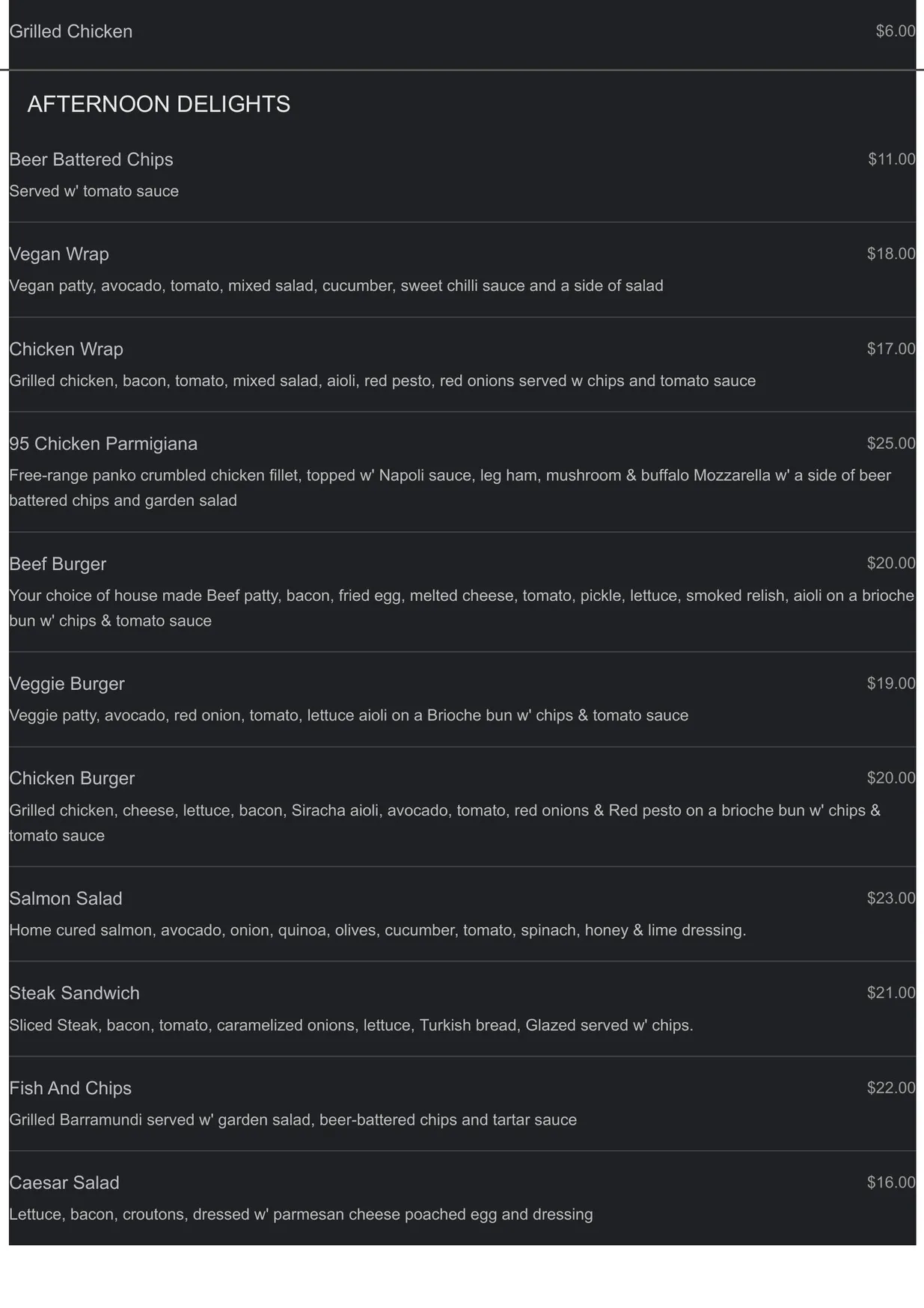 95 Espresso And Bar menu, page 3