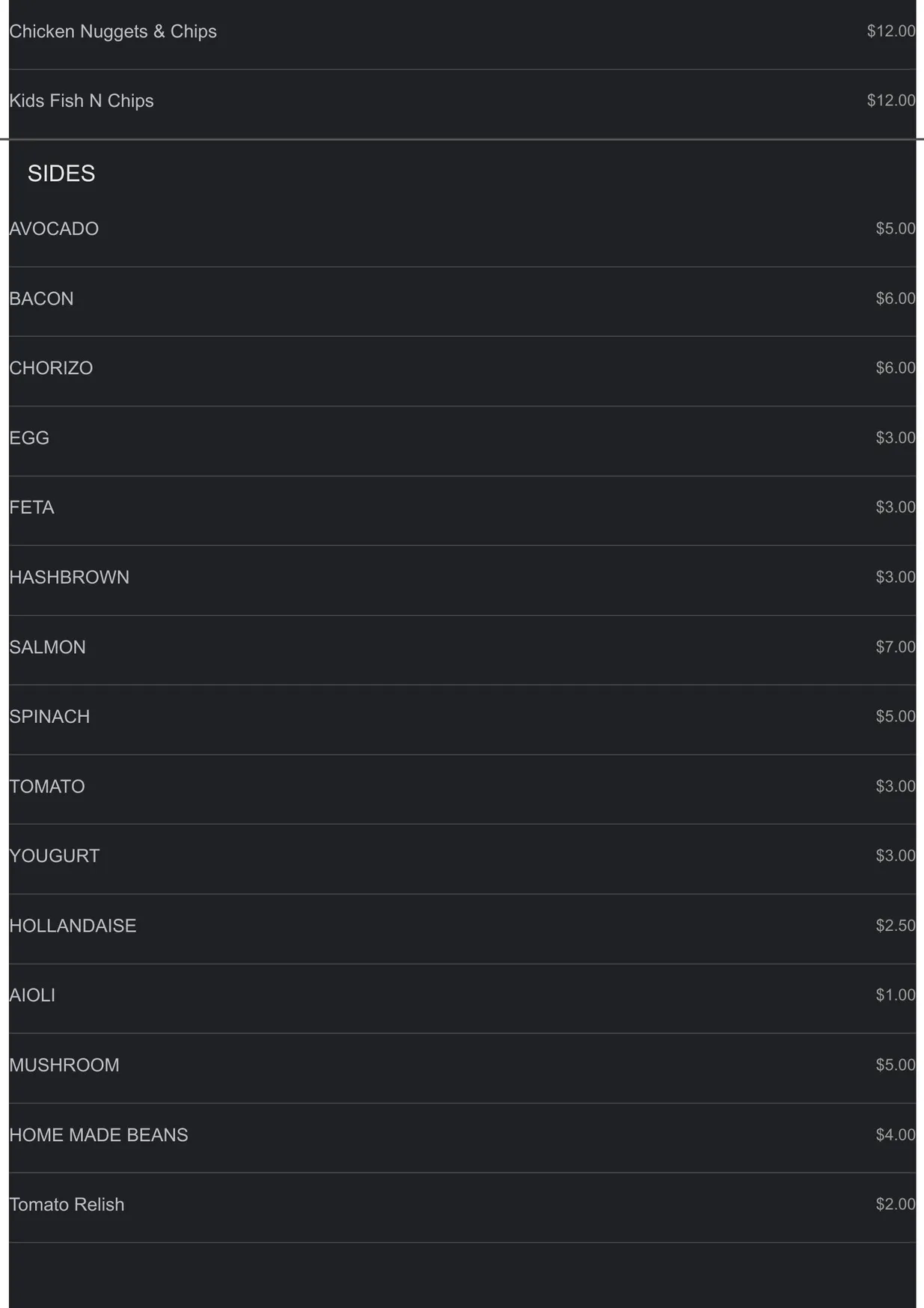 95 Espresso And Bar menu, page 2