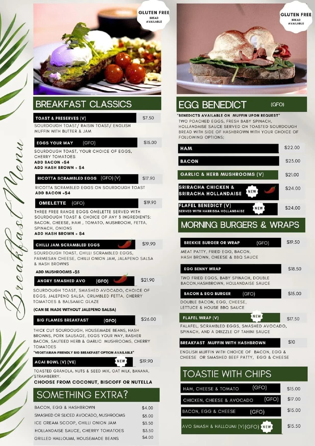 Flames Burgers & Grill menu, page 1