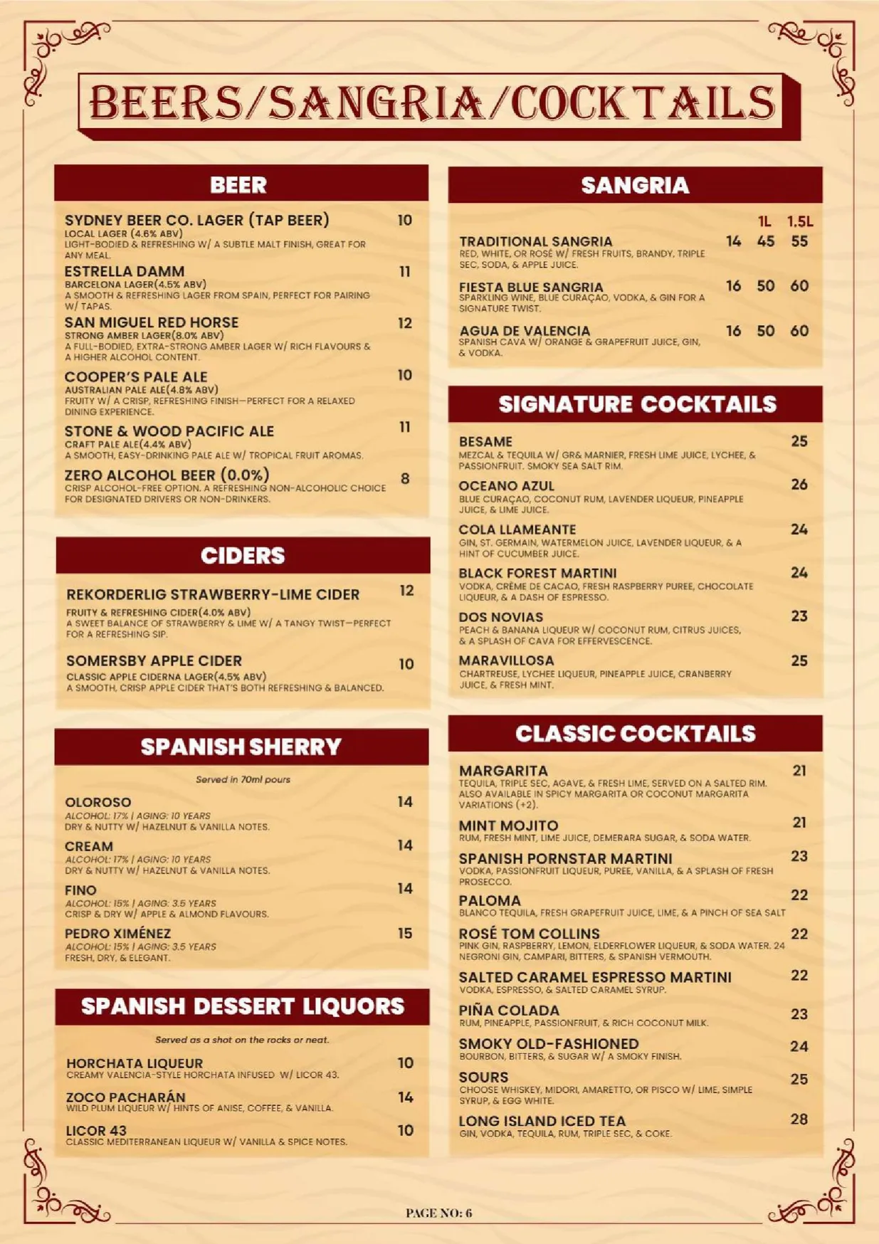 Lola Cocina Spanish Restaurant menu, page 7