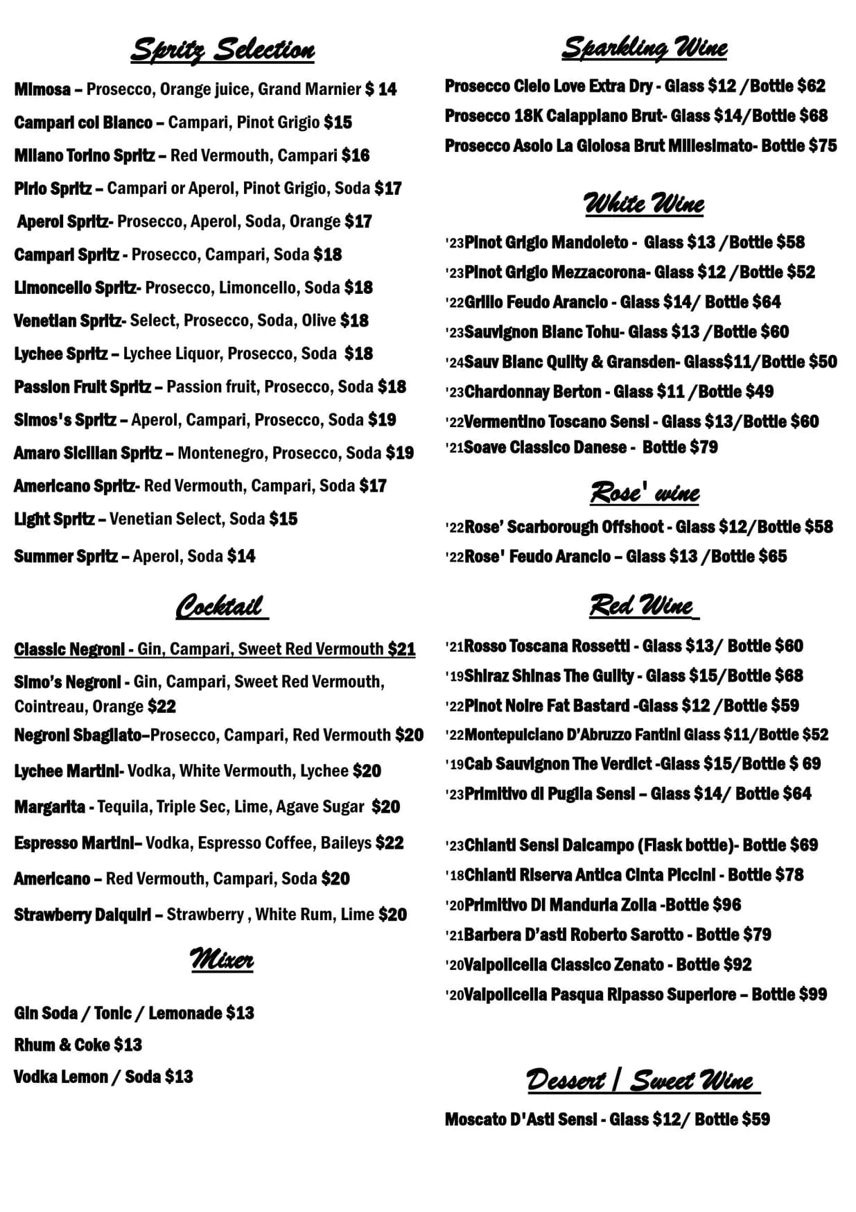 Simo's Kitchen menu, page 3