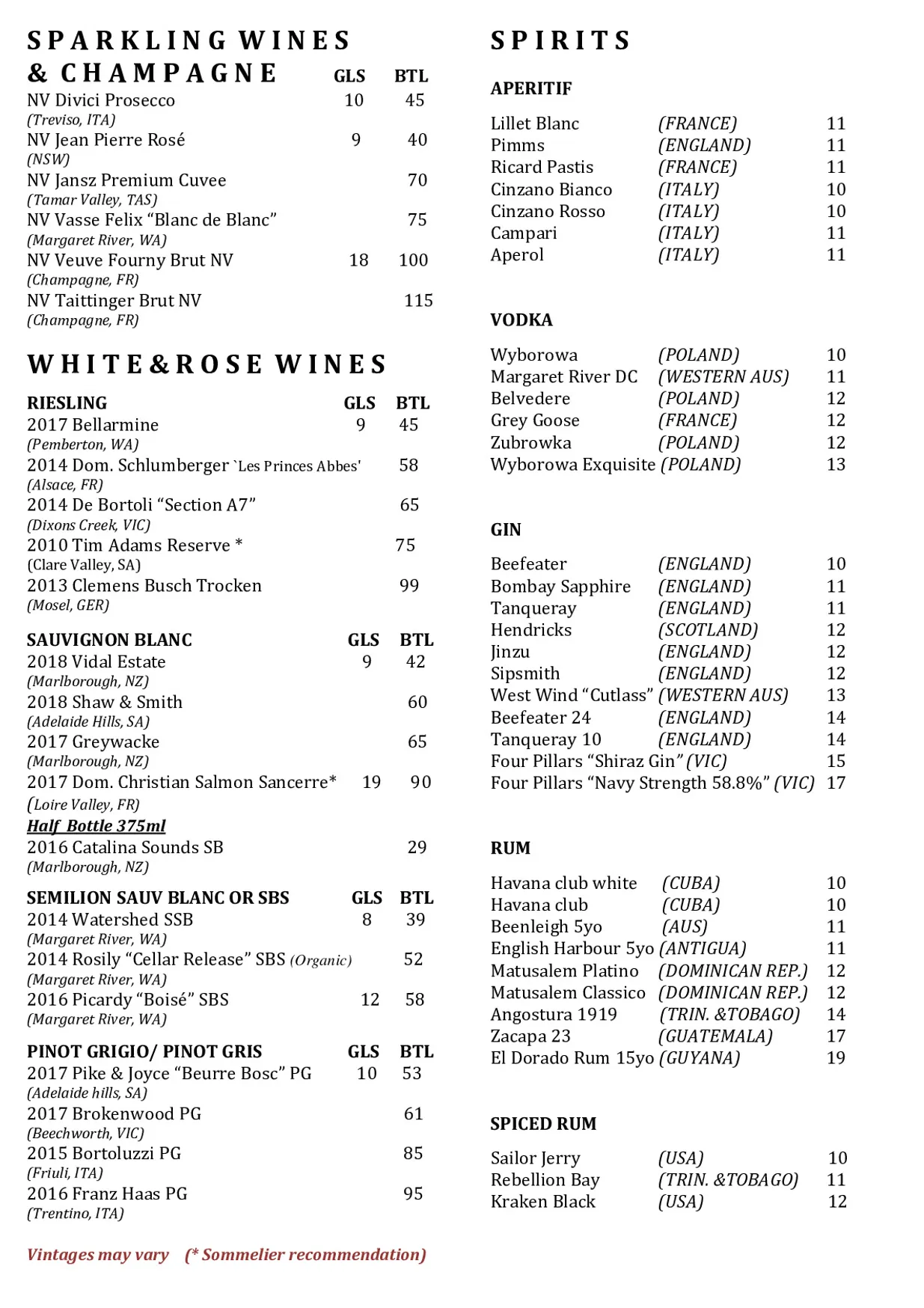 Sentinel Bar & Grill menu, page 5