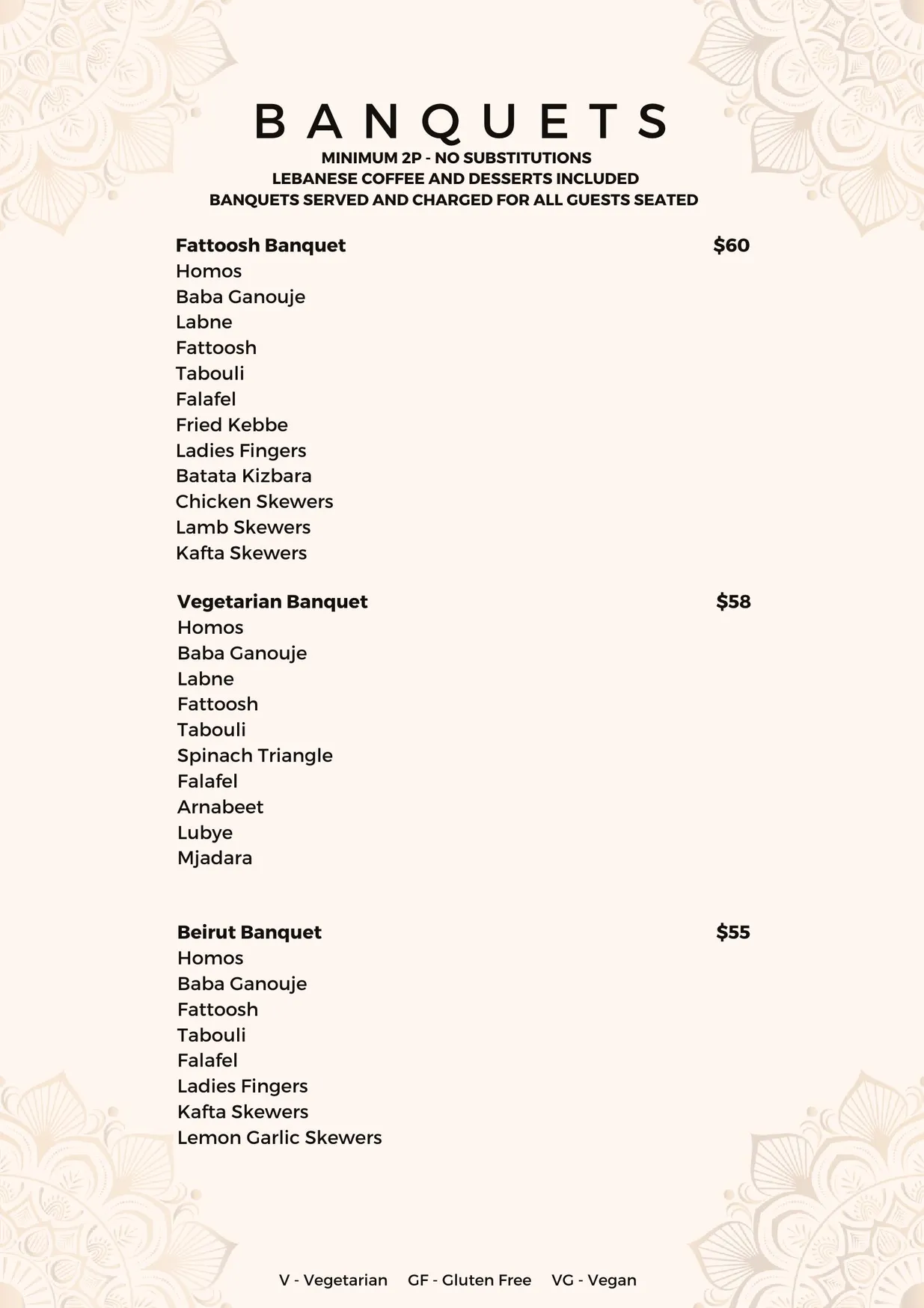 Fattoosh Lebanese Restaurant menu, page 6