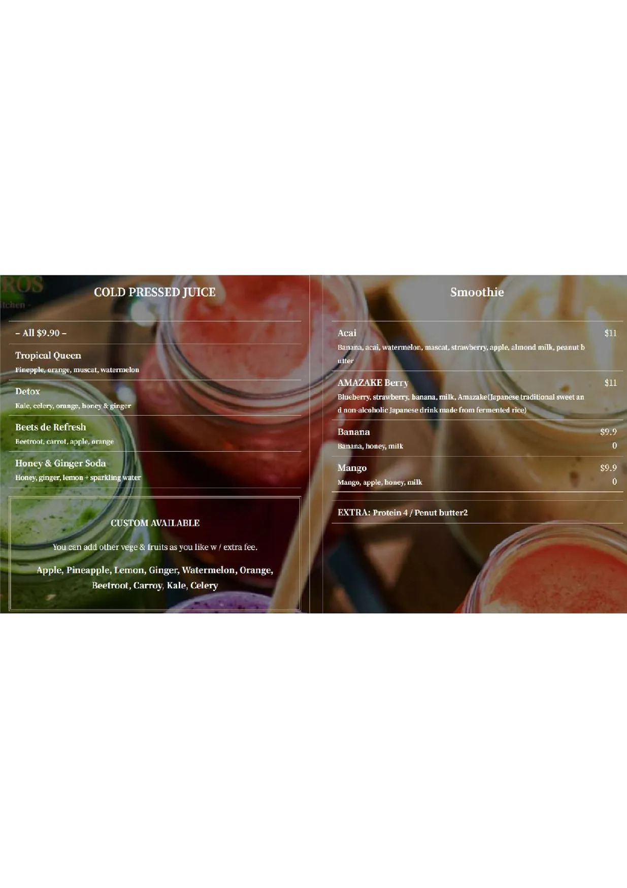 Kudo Bros menu, page 7