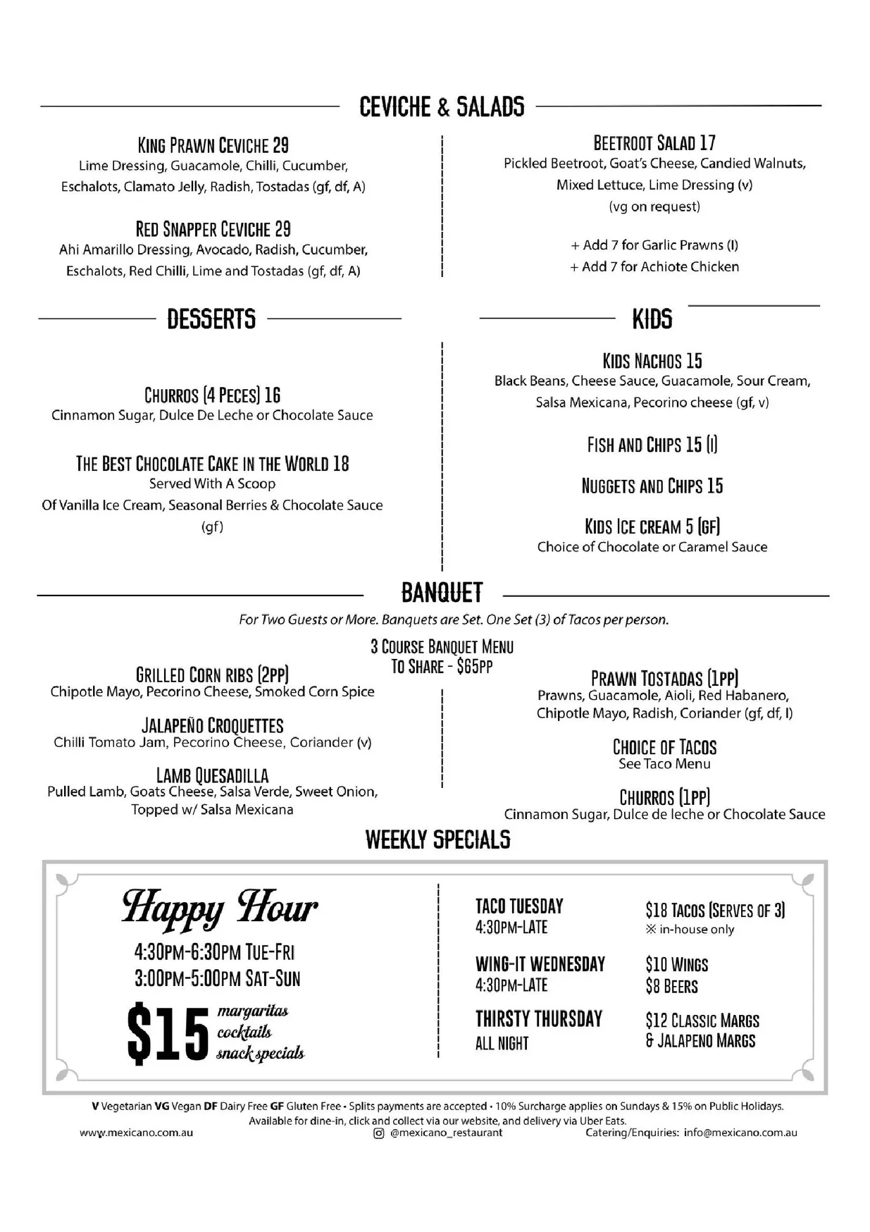 Mexicano Narrabeen menu, page 3