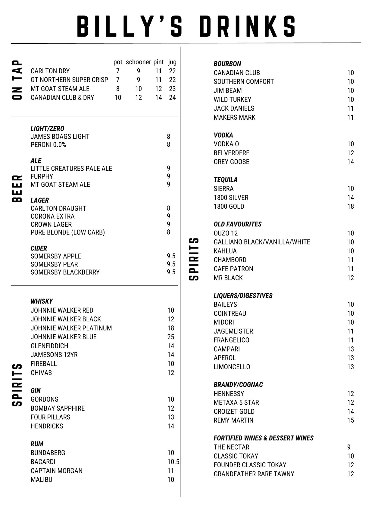 Billy's Kitchen Knox Ozone menu, page 2