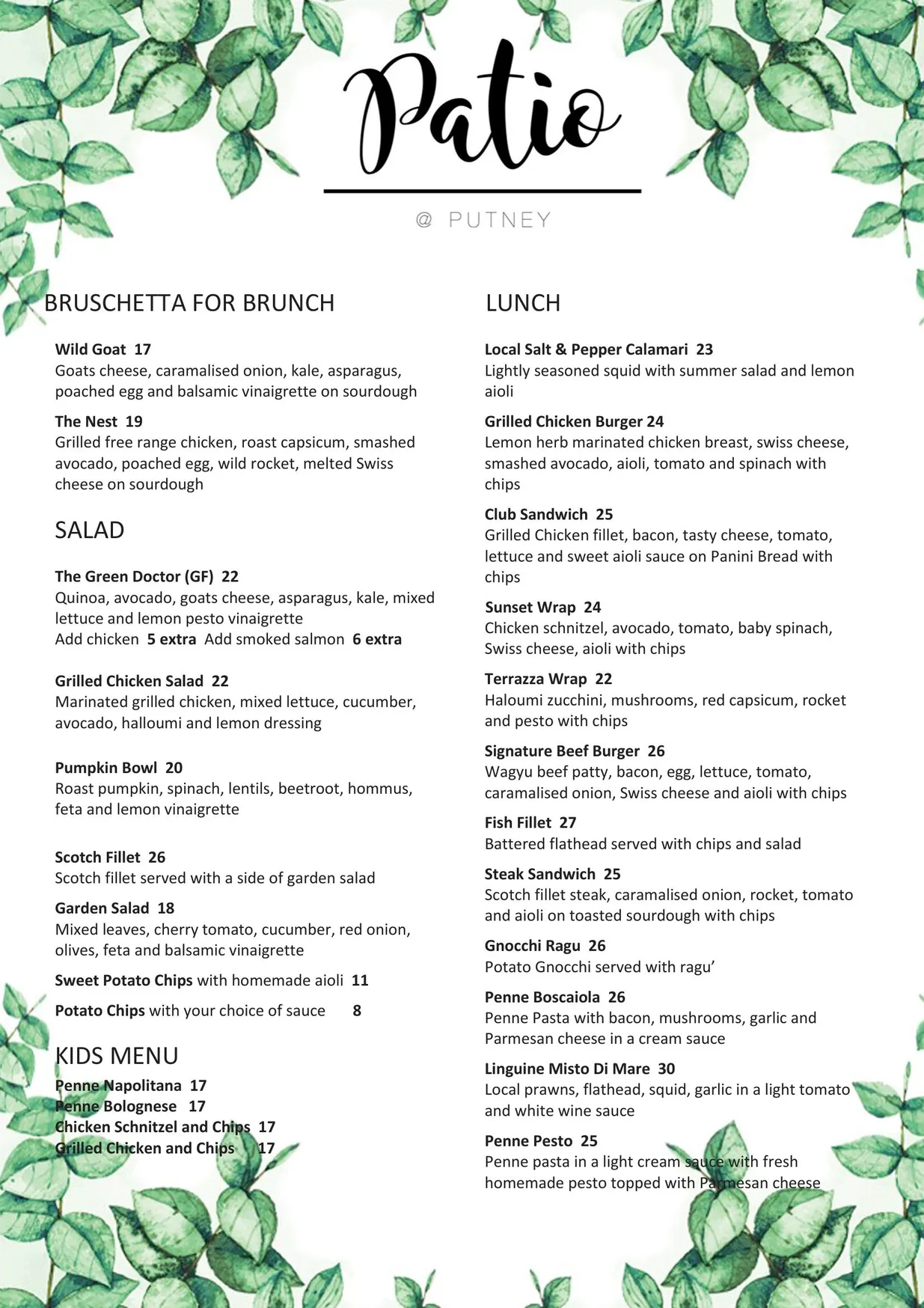 Patio @ Putney menu, page 3
