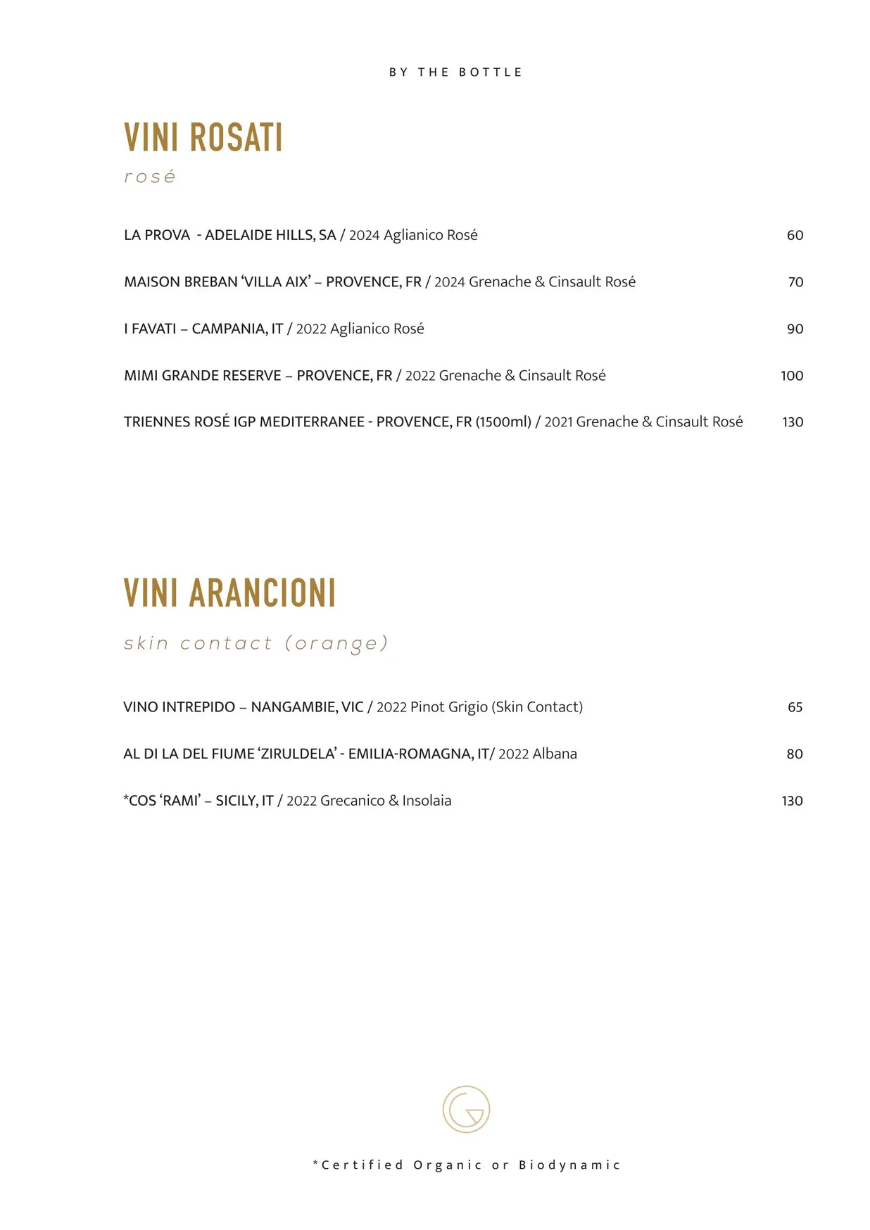 Gemelli Italian menu, page 20